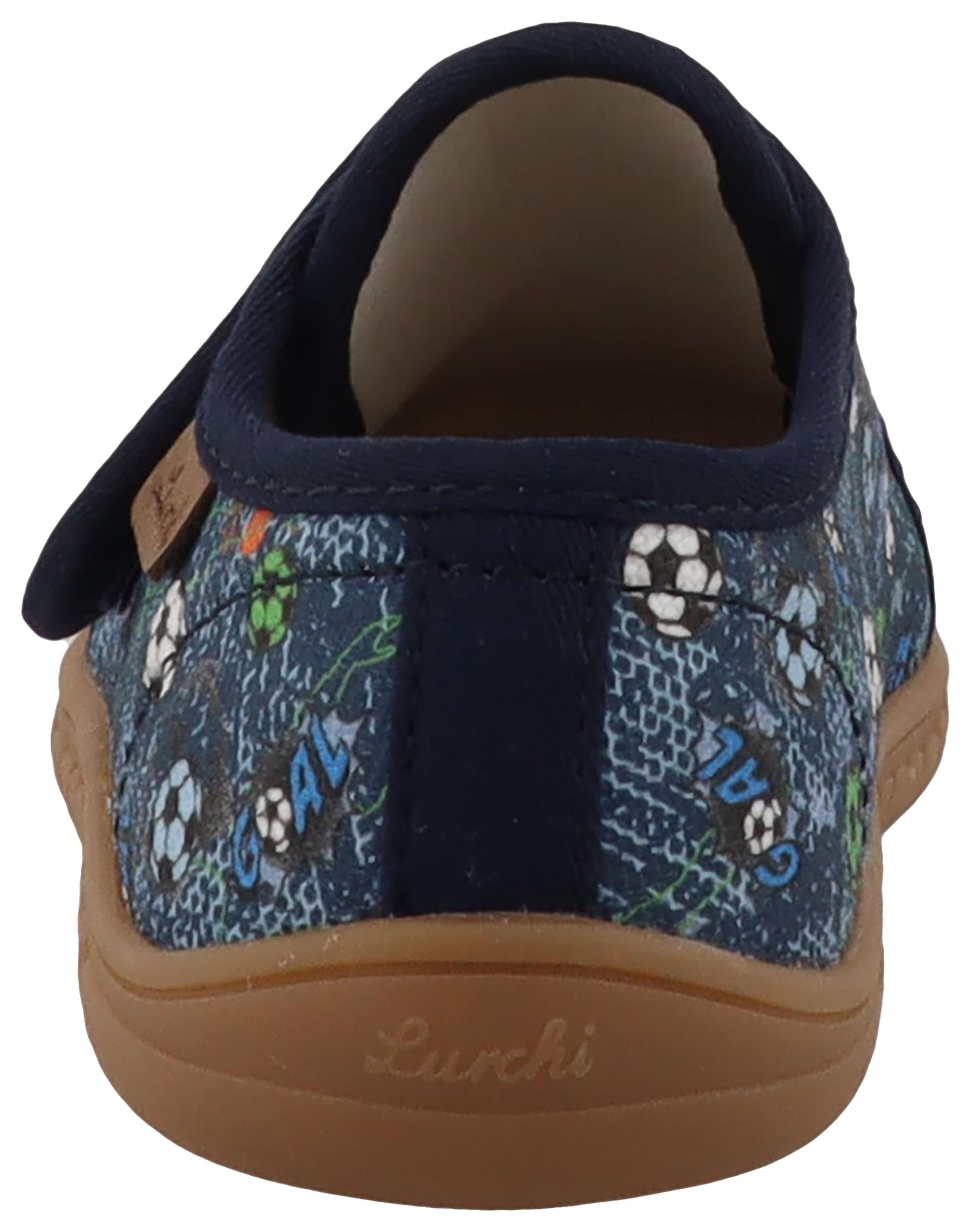 Lurchi Barfußschuh »Bibu 1 Barefoot«  Hauschuh, mit buntem Fußball-Motiv, Größenschablone zum Download