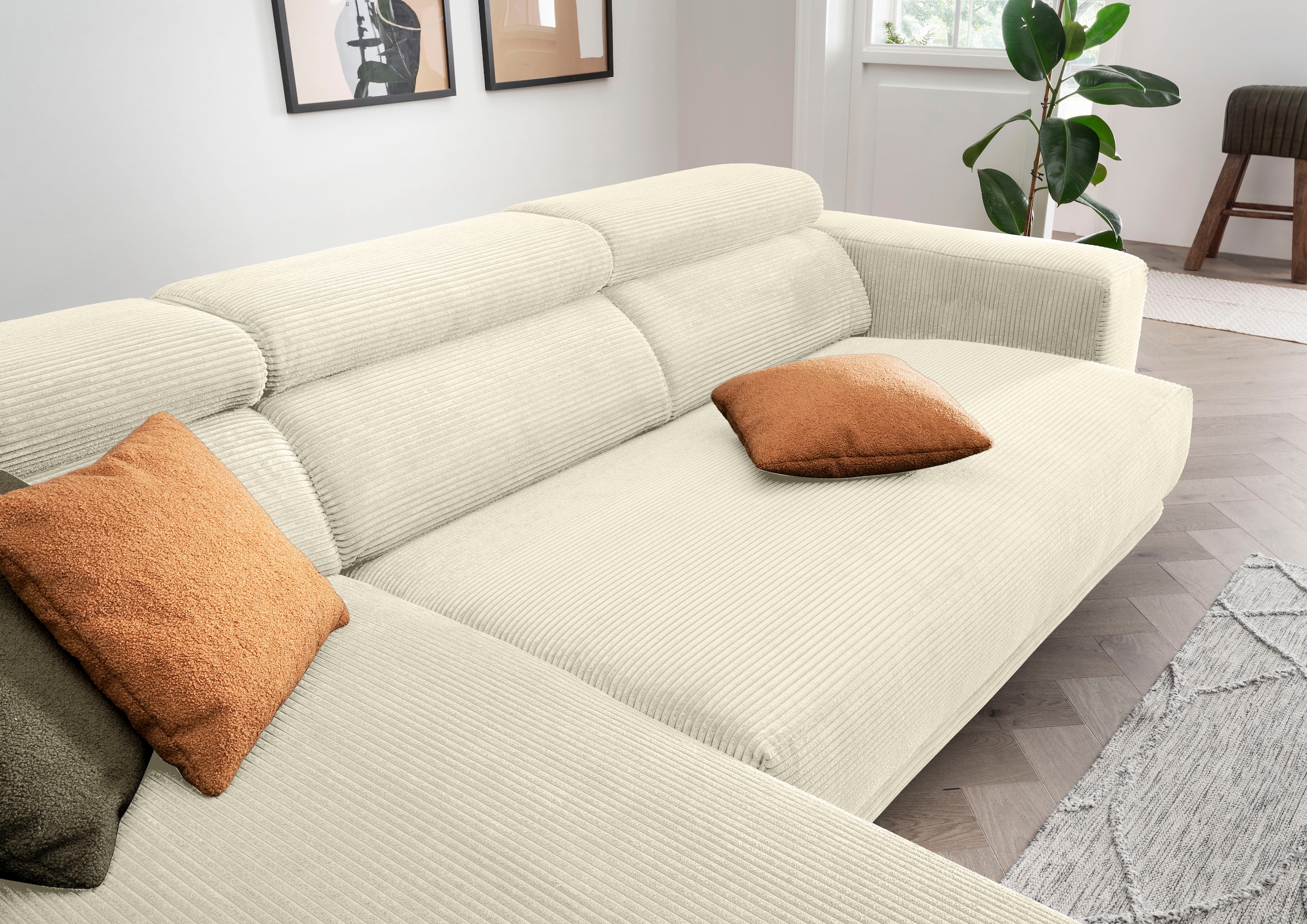 alina Ecksofa »Hikari«, wahlweise mit Sitzvorzug, in modernem Cordstoff, Breite 276 cm
