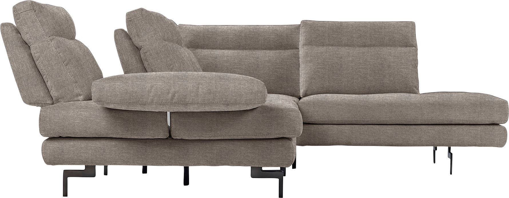 CALIA ITALIA Ecksofa »Toby Wing, L-Form, Designsofa mit sensationellem Sitzkomfort«, Sitztiefenverstellung, funktionale Ecke, Füße in schwarz matt