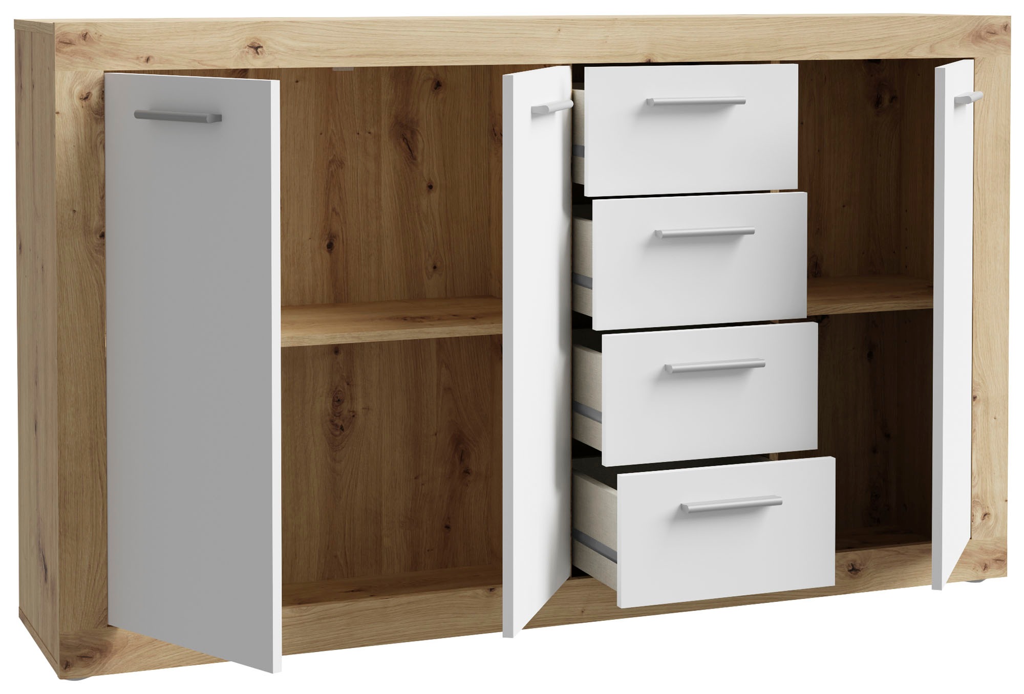 FORTE Sideboard »Baccio«, Breite 153 cm, Höhe 92 cm, 3 Türen und 4 Schubkästen