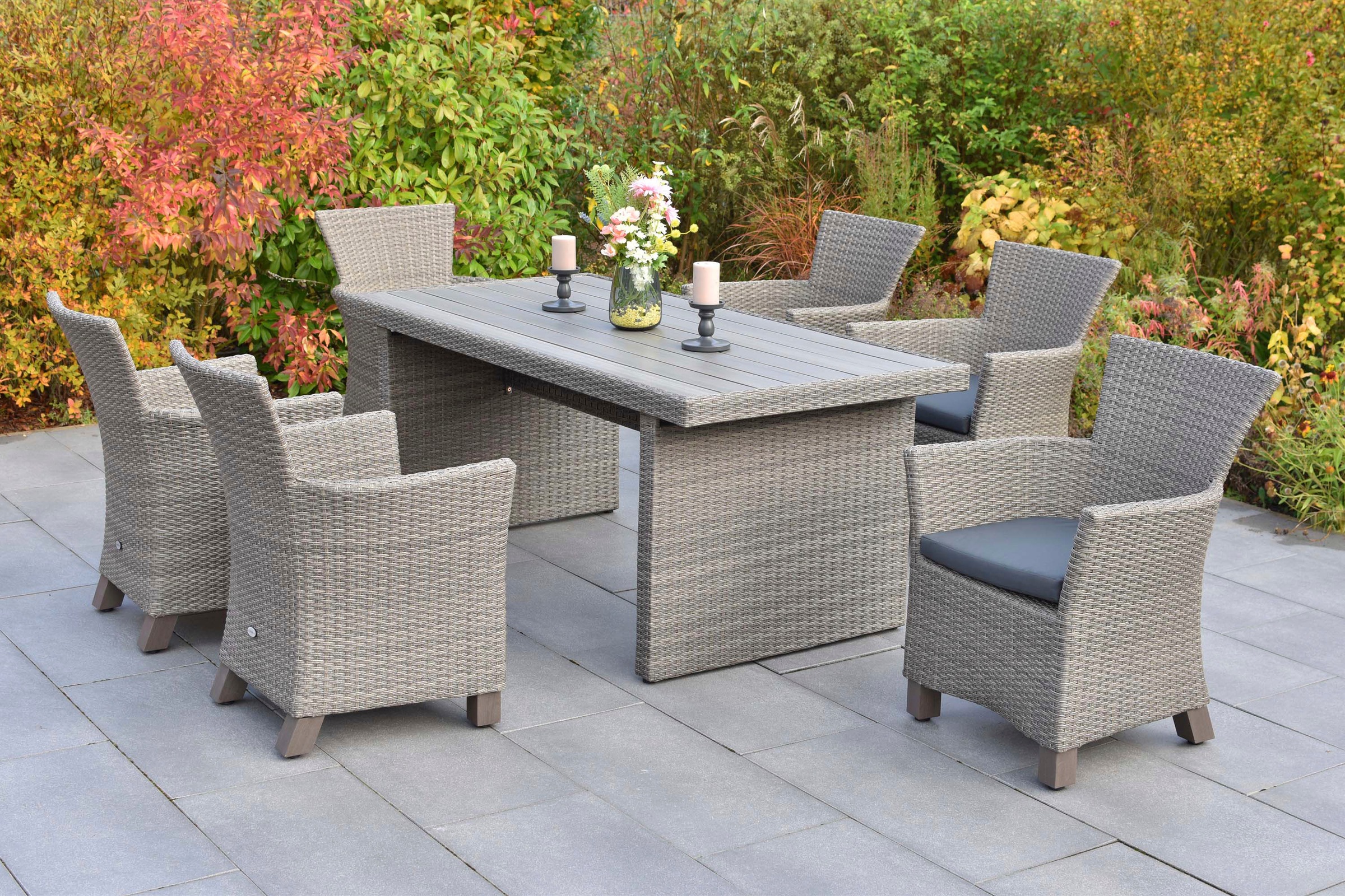 MERXX Garten-Essgruppe »Toskana« Set, 7 tlg. inkl. 6 Sessel, 6 Auflagen, 1 Tisch