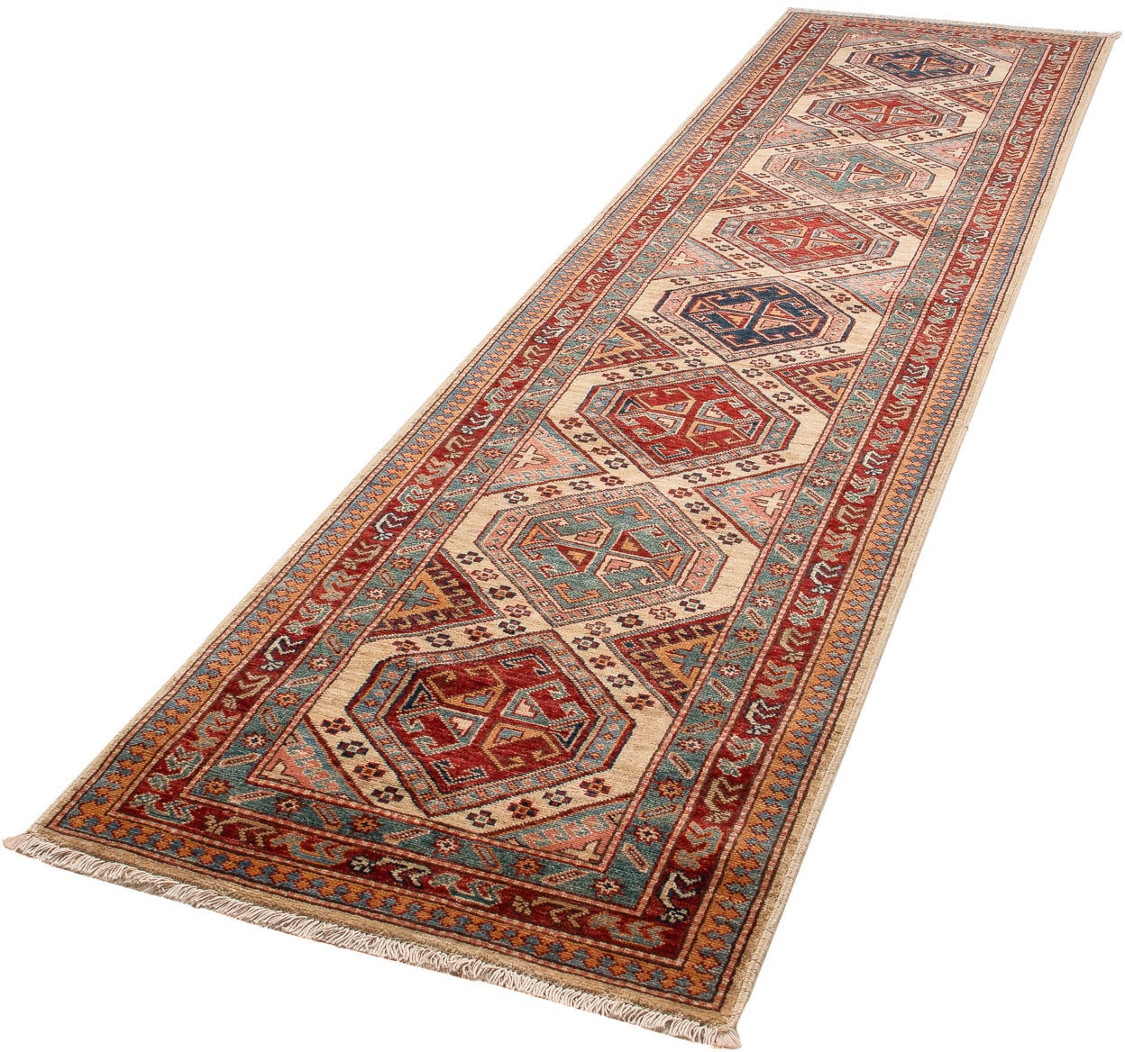 morgenland Orientteppich "Ziegler - Kazak - 309 x 74 cm - mehrfarbig", rechteckig, 6 mm Höhe, Wohnzimmer, Handgeknüpft, 