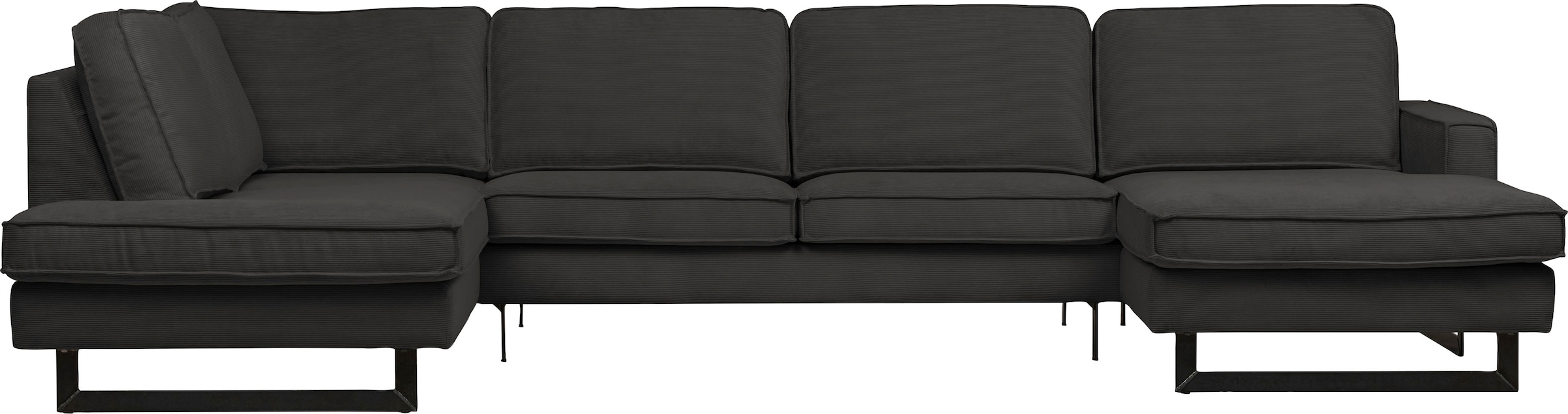 Places of Style Wohnlandschaft »Pinto, 350 cm, U-Form, XXL, mit Ottomanen«, Cord, Feincord, Luxus-Microfaser Leder und Chenille