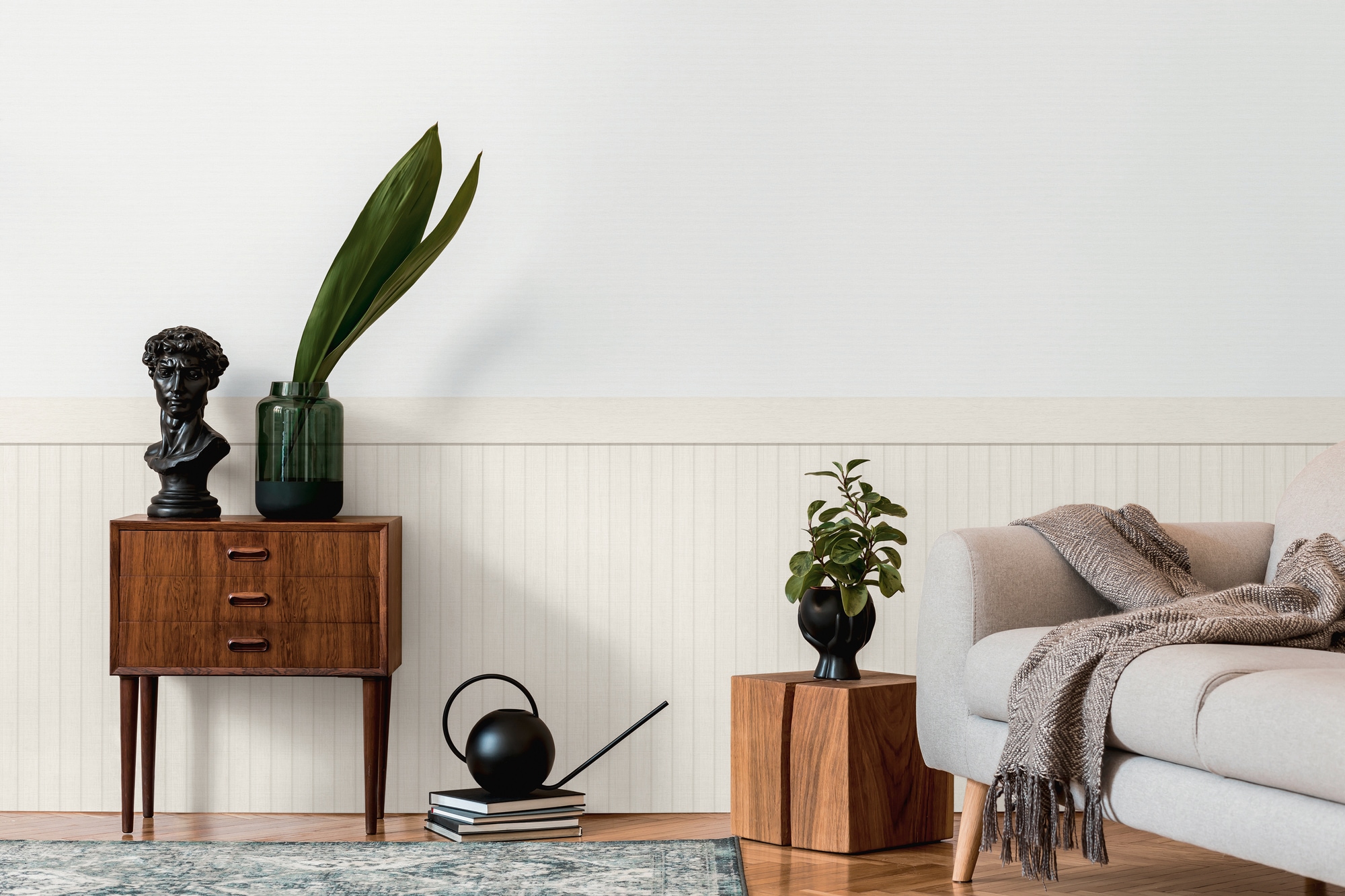living walls Vliestapete "Wallpanel Tapete Wandpaneele Mustertapete Holzpaneele Natur" matt strukturiert Vliestapete Holz-Optik für Schlafzimmer Küche Wohnzimmer Wandpaneele