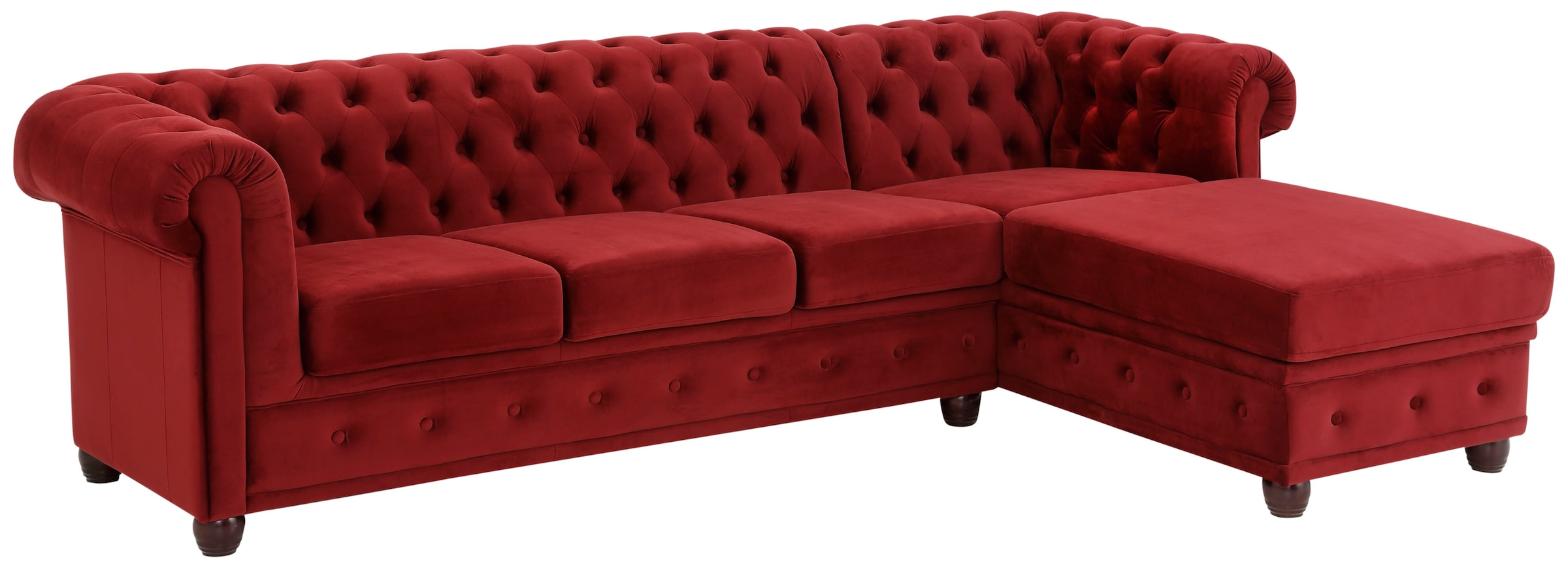 Home affaire Chesterfield-Sofa »New Castle L-Form«, hochwertige Knopfheftung in Chesterfield-Design, B/T/H: 255(171/72)