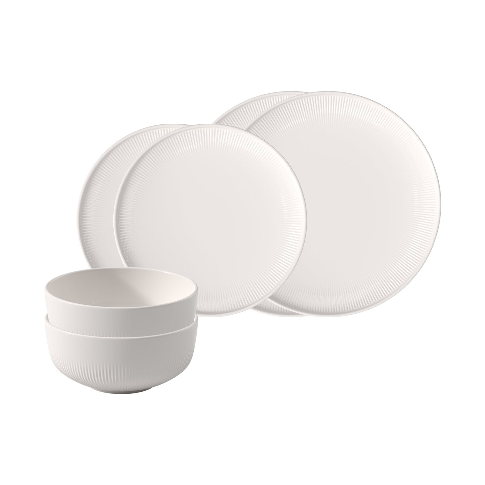 Villeroy & Boch Geschirr-Set "Basic-Set Afina 6er Set weiß" Spülmaschinengeeignet, Mikrowellenfest