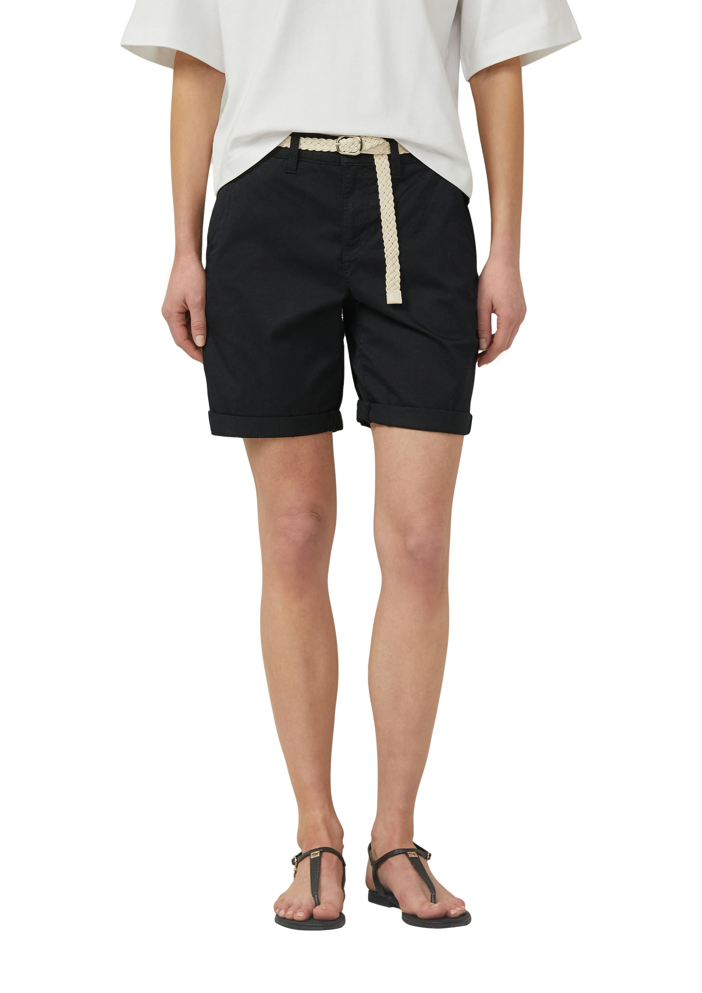 s.Oliver Bermudas inkl. geflochtenem Gürtel, Baumwollstretch günstig online kaufen