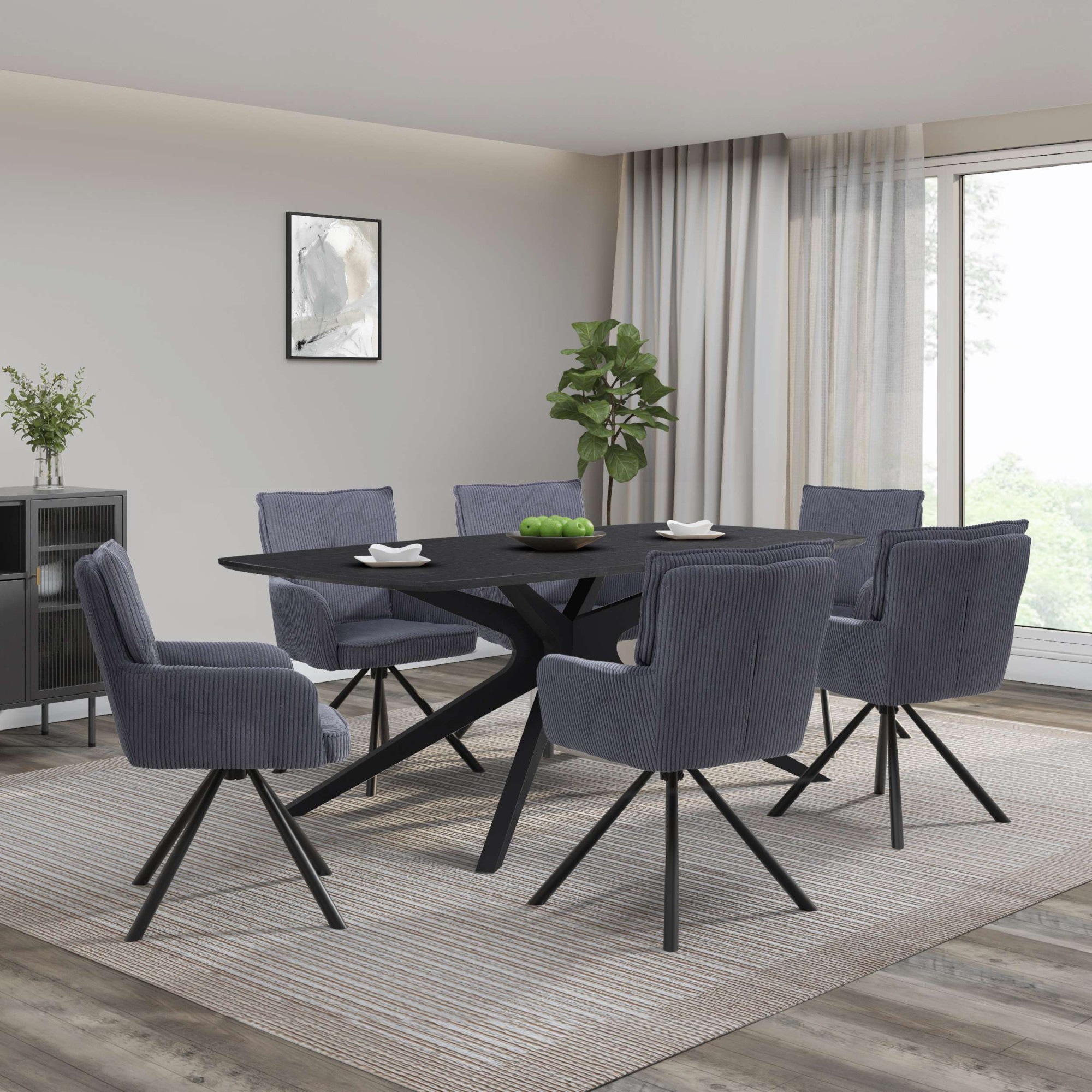 OTTO home Esstisch "Dakona" Tischplatte mit Holzstruktur, schwarze Metallbe günstig online kaufen