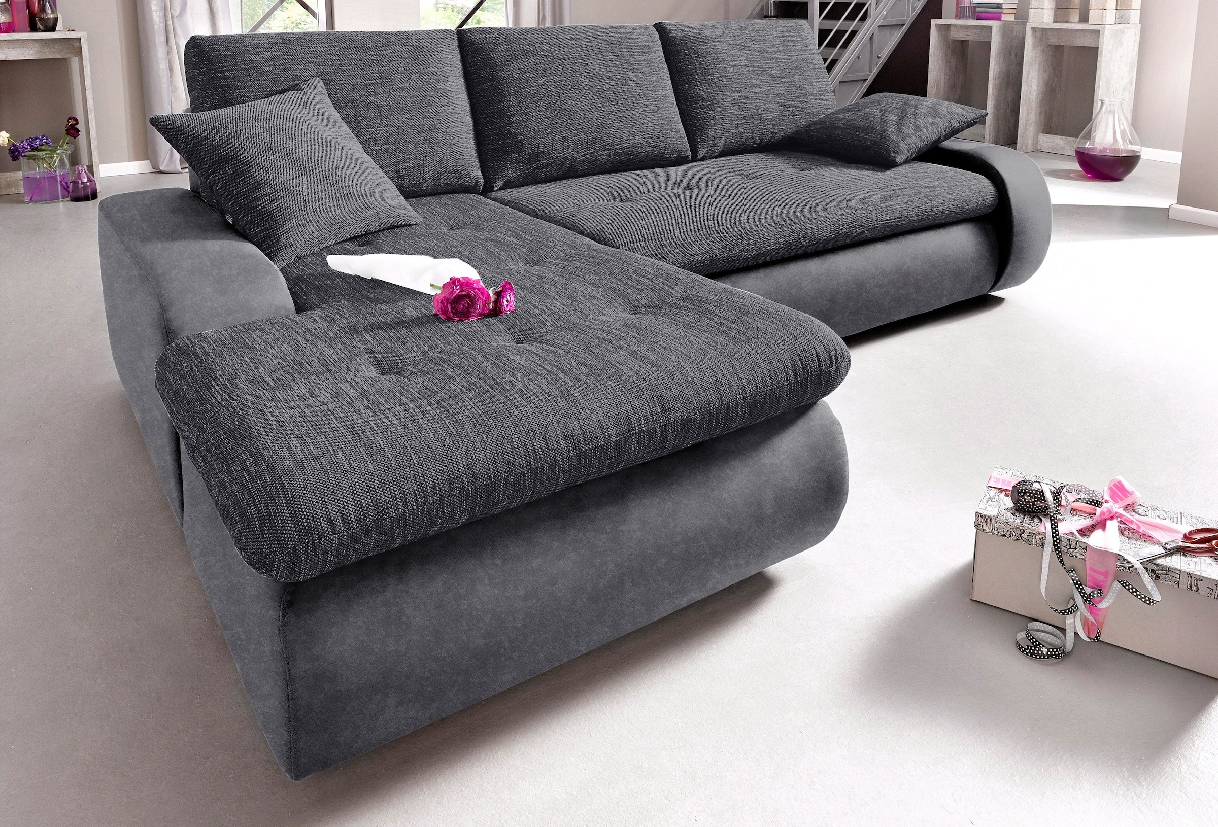 TRENDMANUFAKTUR Ecksofa »Indie, modern und bequem, Materialmix, OTTOs Choice, L-Form«, wahlweise XL oder XXL