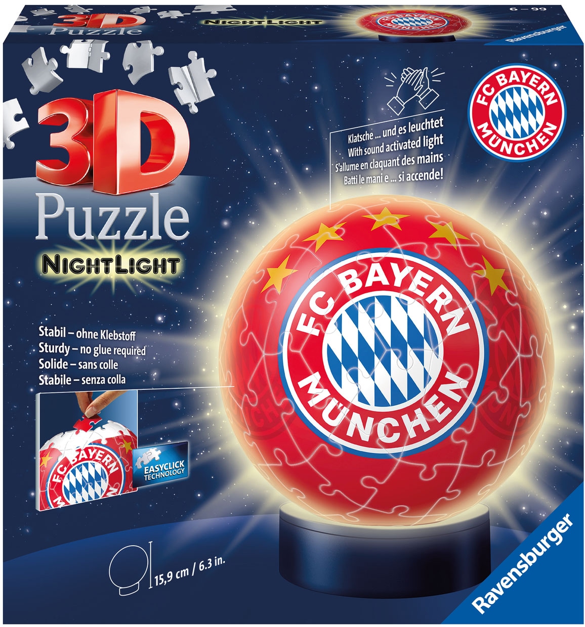 Ravensburger Puzzleball »Nachtlicht FC Bayern München«, mit Leuchtsockel inkl. LEDs; FSC® - schützt Wald - weltweit