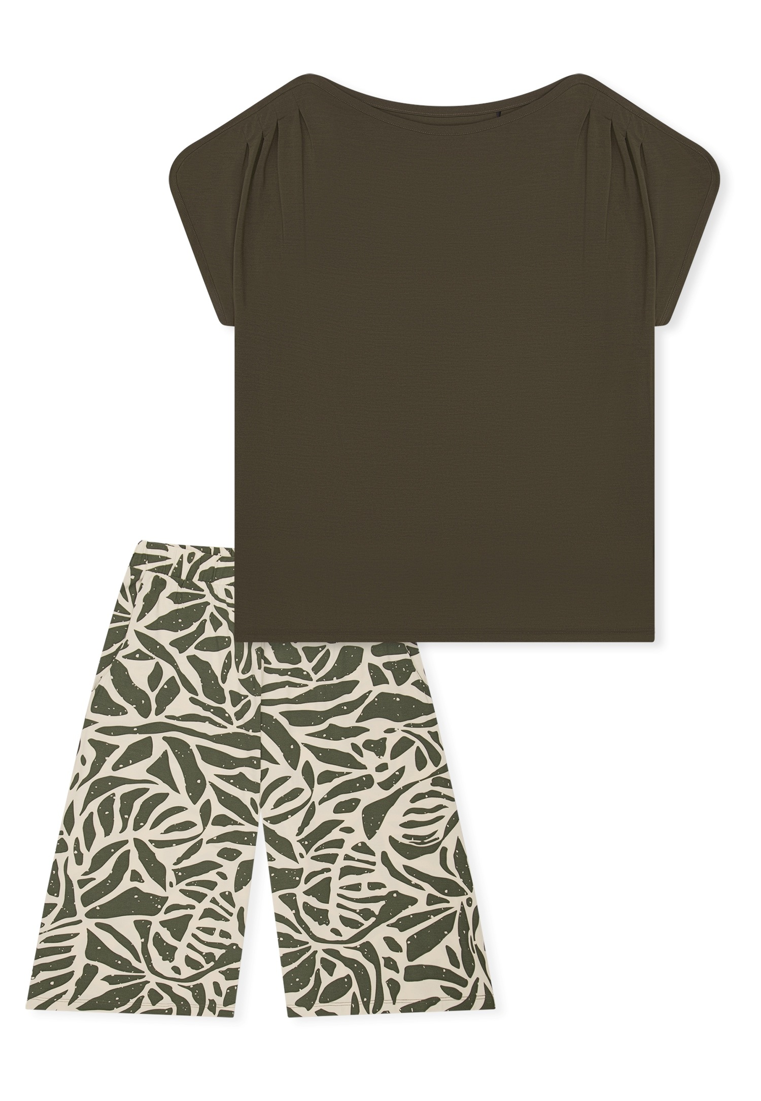 Schiesser Pyjama "Selected Premium" 2 U-Boot-Ausschnitt, 3/4-lange Hose im günstig online kaufen