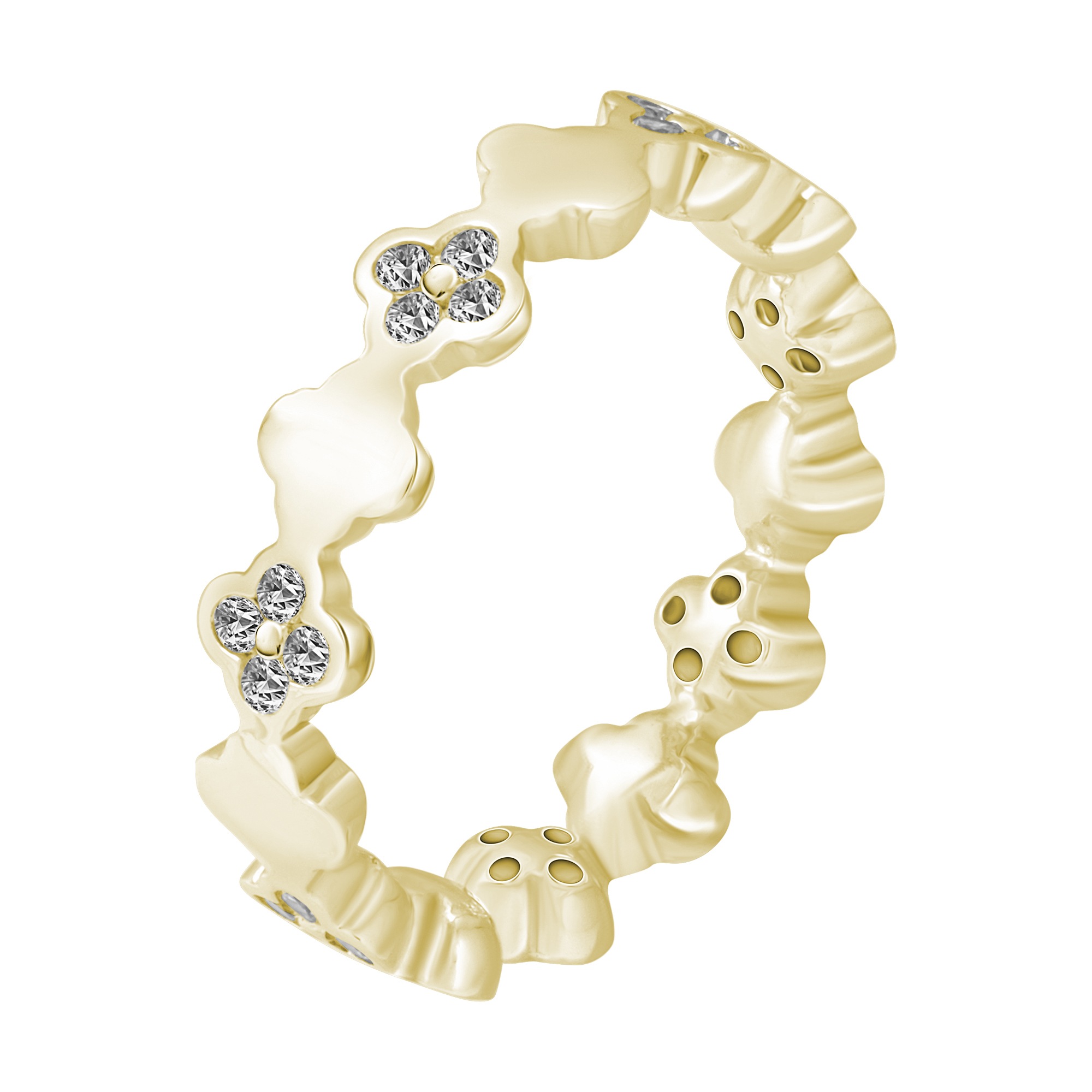 CAÏ Fingerring »925 Silber vergoldet mit Zirkonia Kleeblatt« RE8752