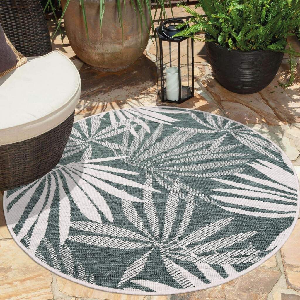 Carpet City Outdoorteppich »DUO RUG 5771«, rund, 5 mm Höhe, Wendeteppich Wetterfest In- & Outdoor, Balkon, Terrasse, Wohnzimmer