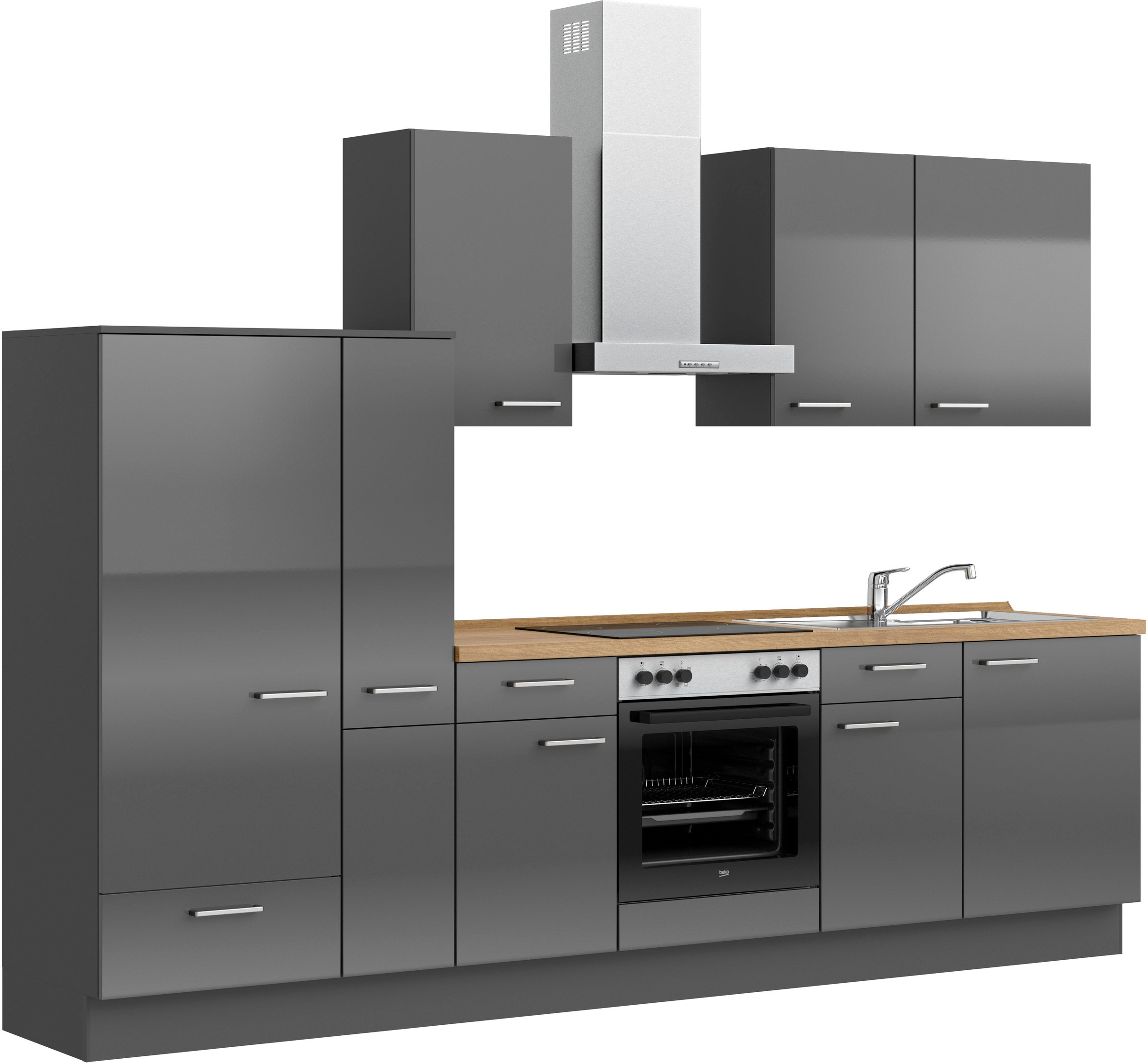 nobilia® Küchenzeile »"Flash I"«, vormontiert, Ausrichtung wählbar, Breite 300 cm, wahlw. mit E-Geräten
