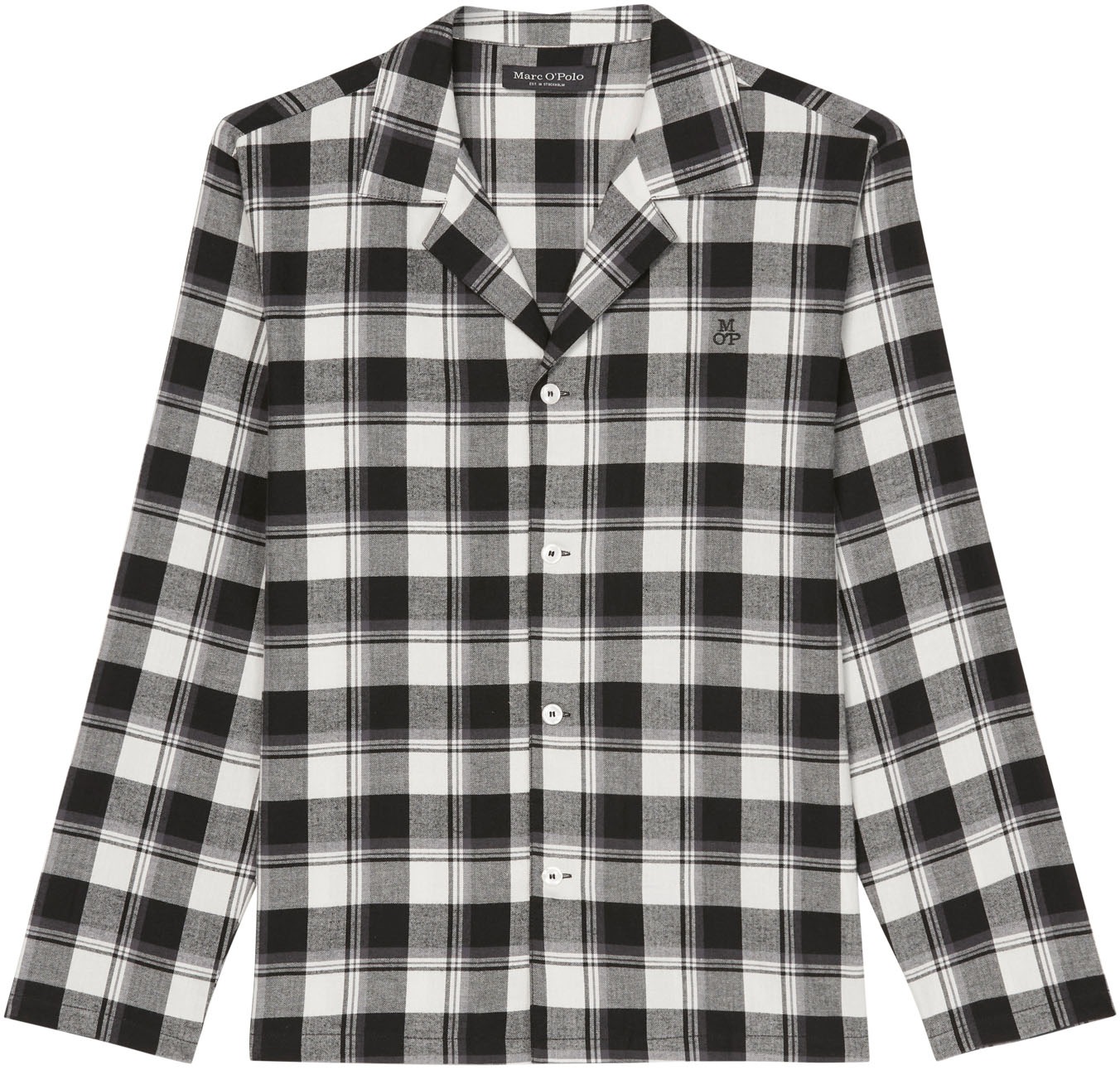 Marc OPolo Pyjamaoberteil "Homey Flanne", Knopfleiste, Langarm, kariert, Lo günstig online kaufen