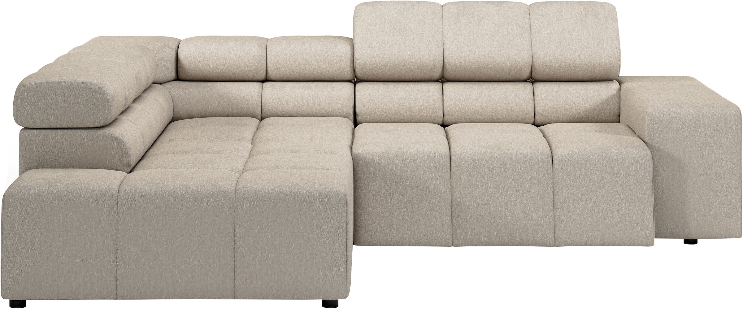 INOSIGN Ecksofa »Ancona, incl. Kopfteilverstellung + 3 Zierkissen, L-Form, bequem«, wahlweise motorische Sitztiefenverstellung, B/T(H: 249/215/70 cm