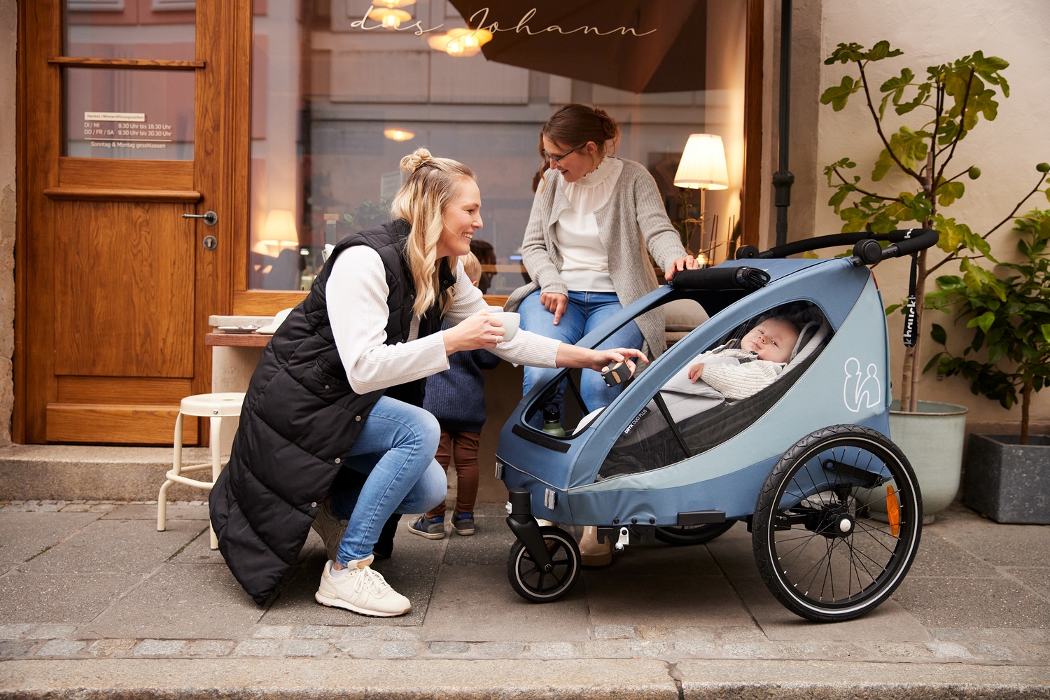 Hauck Fahrradkinderanhänger »2in1 Bike Trailer und Buggy Dryk Duo Plus, dark green«, für 2 Kinder; inklusive Deichsel