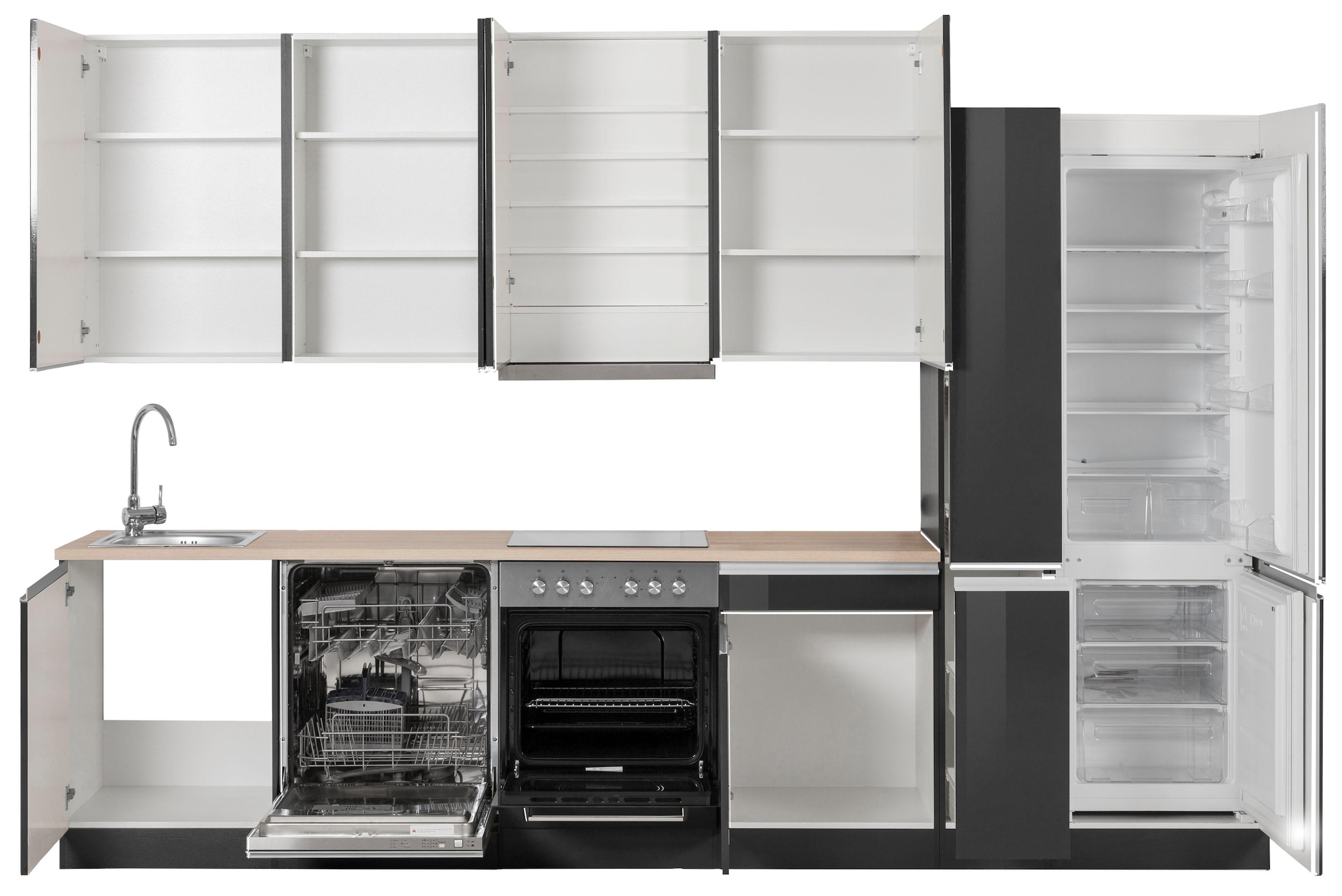KOCHSTATION Küchenzeile »KS-Ohio«, mit E-Geräten, Breite 330 cm