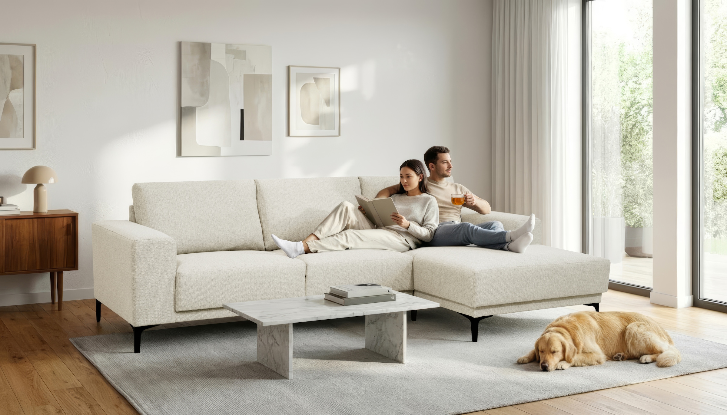 OTTO home Ecksofa "Xander, L-Form" Breite 280 cm, Soft-Touch Chenille, schwarze Metallfüße