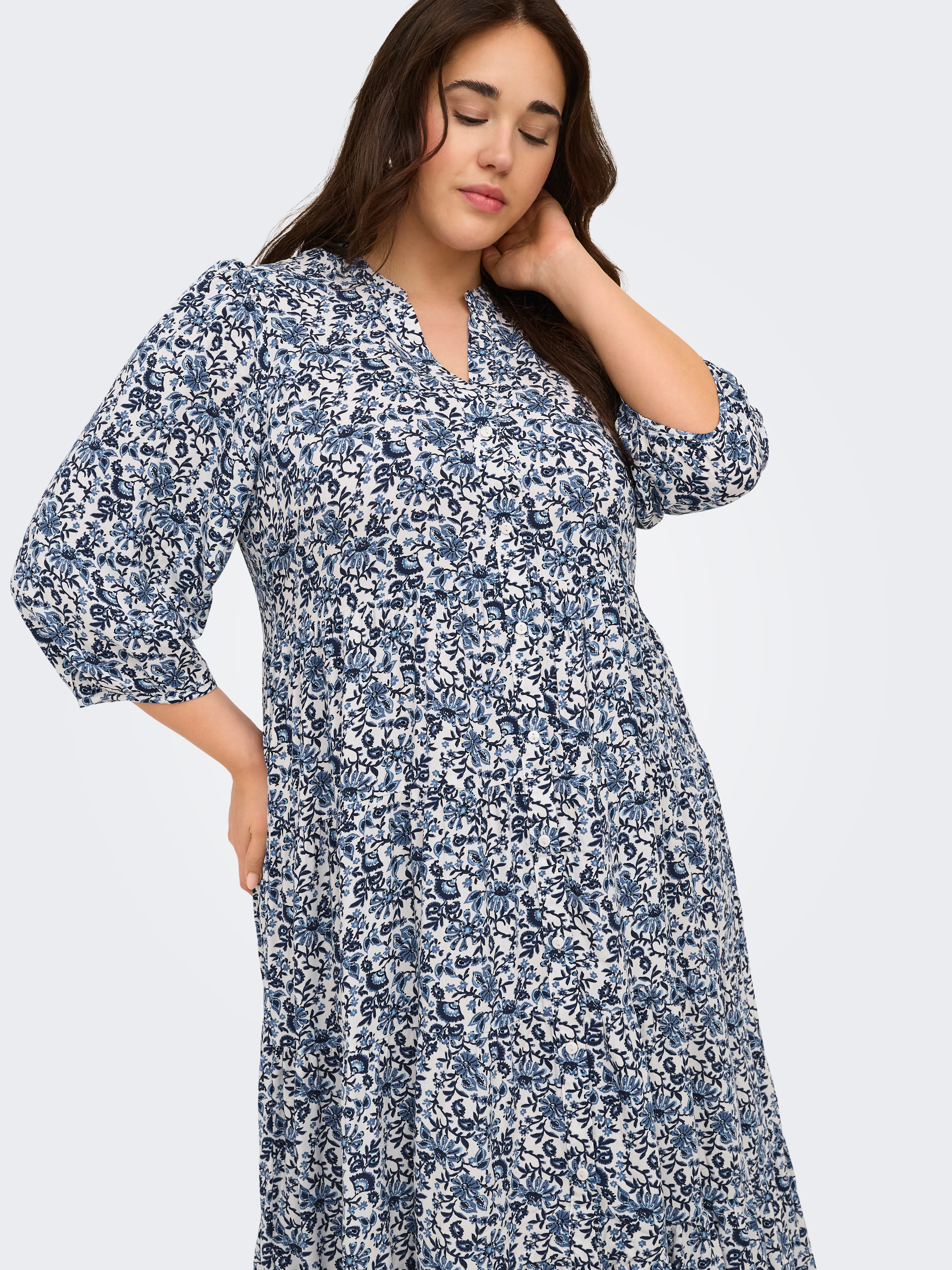 ONLY CARMAKOMA Tunikakleid "CARMILANA 3/4 DRESS WVN NOOS" Sommerkleid