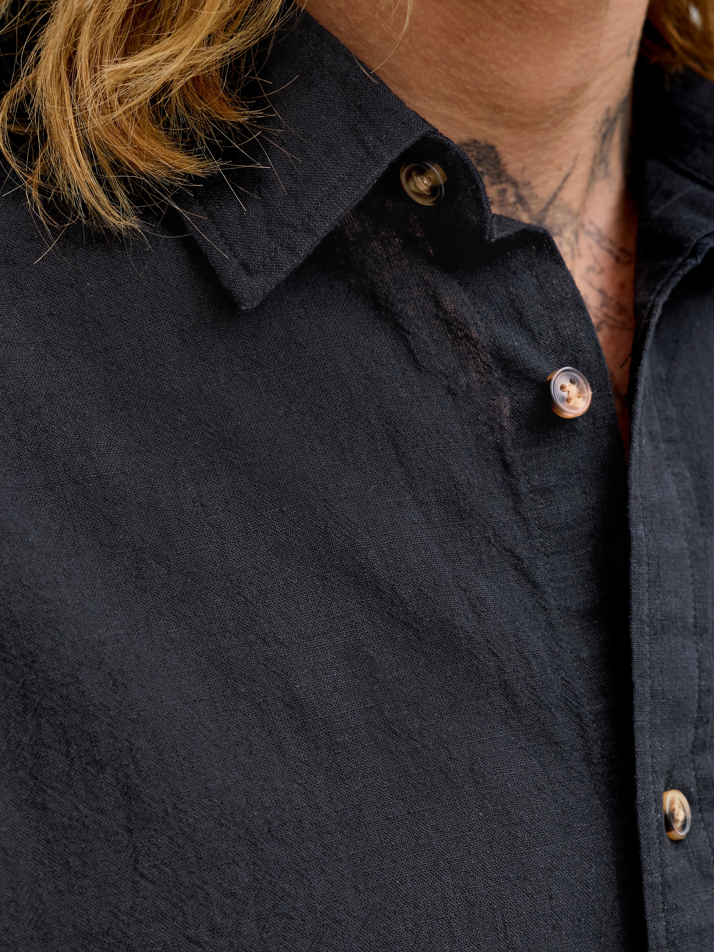 Thumbnail - Jack & Jones Kurzarmhemd "JJESUMMER LINEN BLEND SHIRT S/S SN" Baumwolle mit Leinen, regular fit