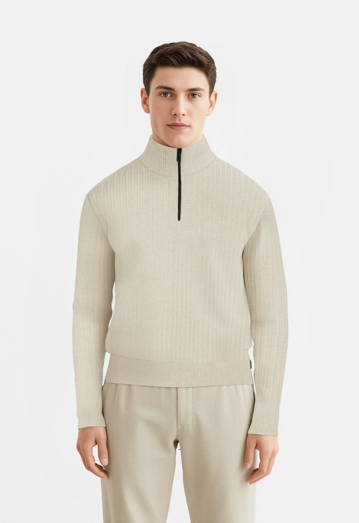BOSS ORANGE Strickpullover "Kwinter" Troyer-Kragen, Rippstrick, relaxed fit günstig online kaufen