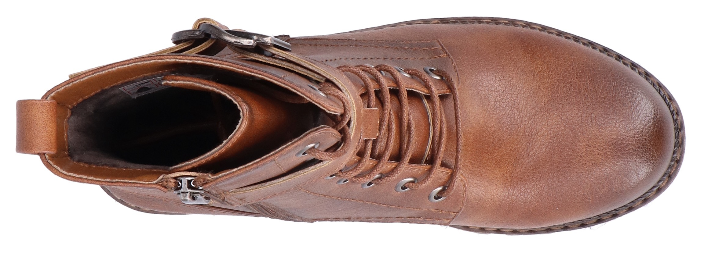 Rieker Schnürstiefelette, Schnürboots, Bikerboots, Blockabsatz, mit verstellbarer Schnalle