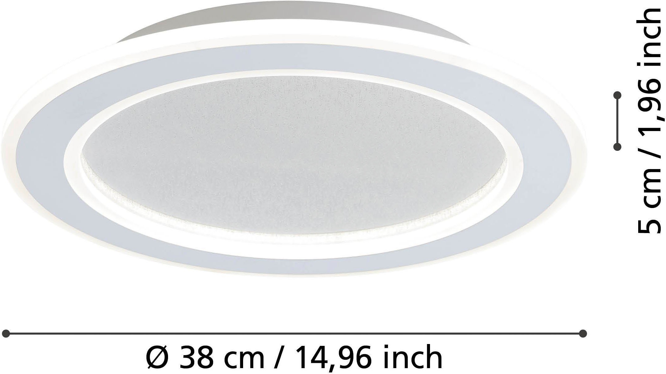 EGLO Deckenleuchte »Macchoni Deckenlampe, Kristall Deckenleuchte mit Fernbedienung, Lampe« LED-Modul 1 Stk. Kaltweiß | Neutralweiß | Warmweiß Wand-/Deckenleuchte - H5 x Ø38 cm - weiß - 20W inkl.