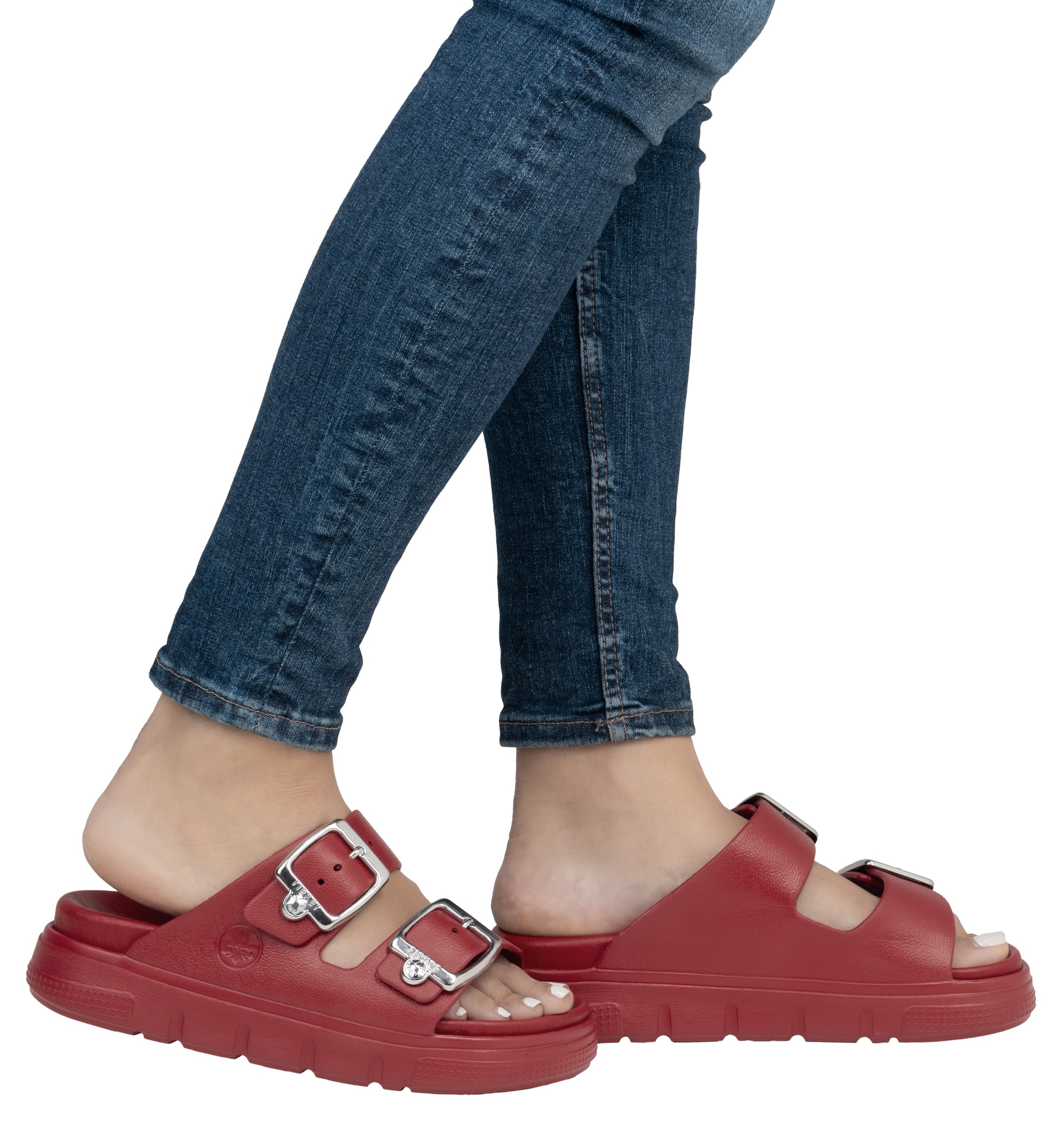 Rieker Pantolette, Plateau, Sommerschuh, Schlappen in Weite G (=weit)