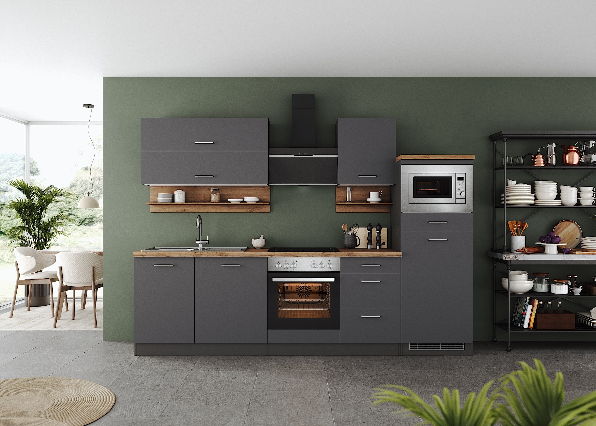 KOCHSTATION Küchenzeile "KS-Milan", 280 cm breit, robuste Metallauszüge, vi günstig online kaufen