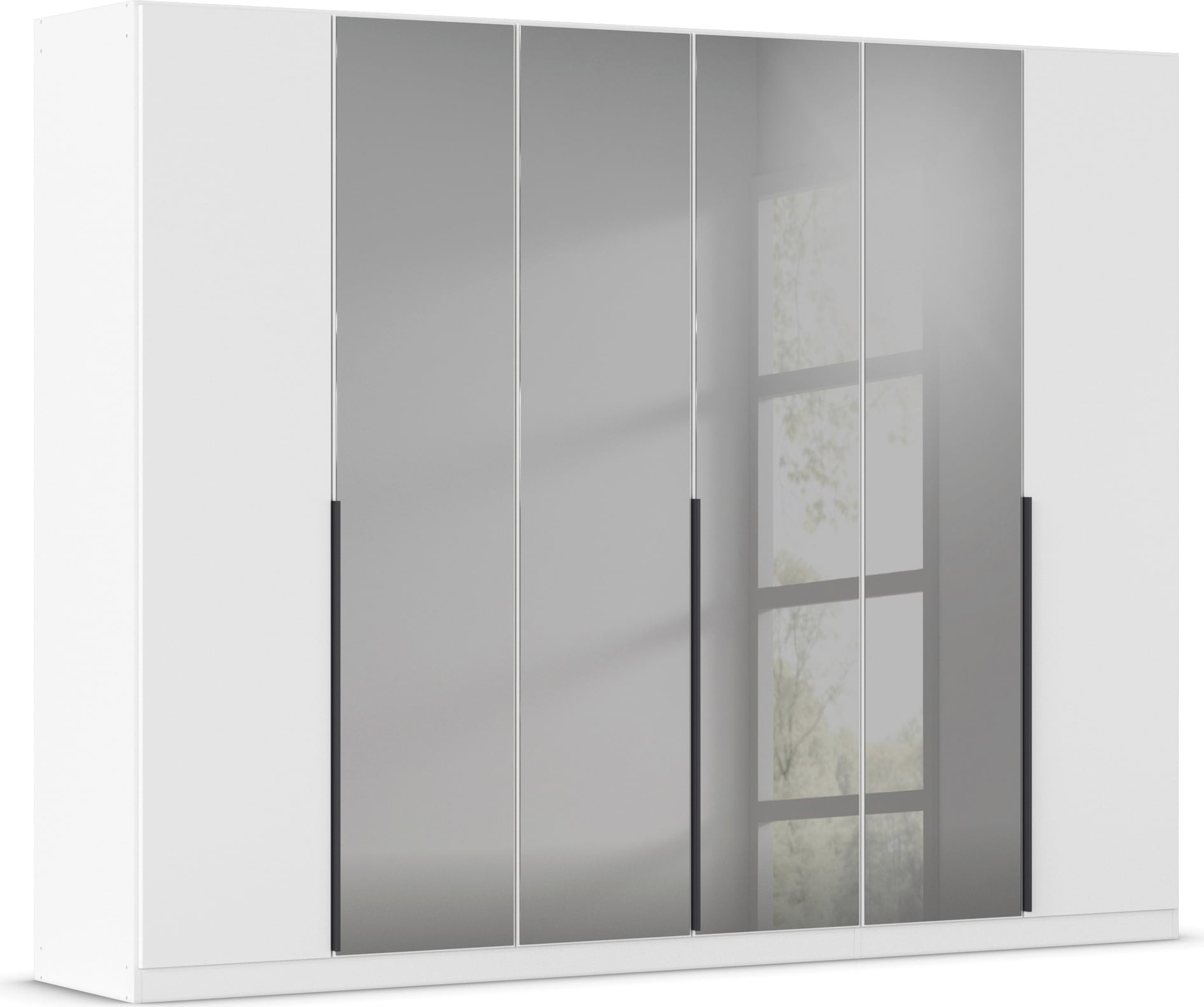 INOSIGN BY RAUCH Drehtürenschrank "Schlafzimmerschrank Kleiderschrank Schrank Garderobe FERRIS" In 3 Ausstattungen BASIC/CLASSIC/PREMIUM, Breiten 136/181/226/271 cm, Mitteltüren mit hochwertigem Grauspiegel MADE IN GERMANY