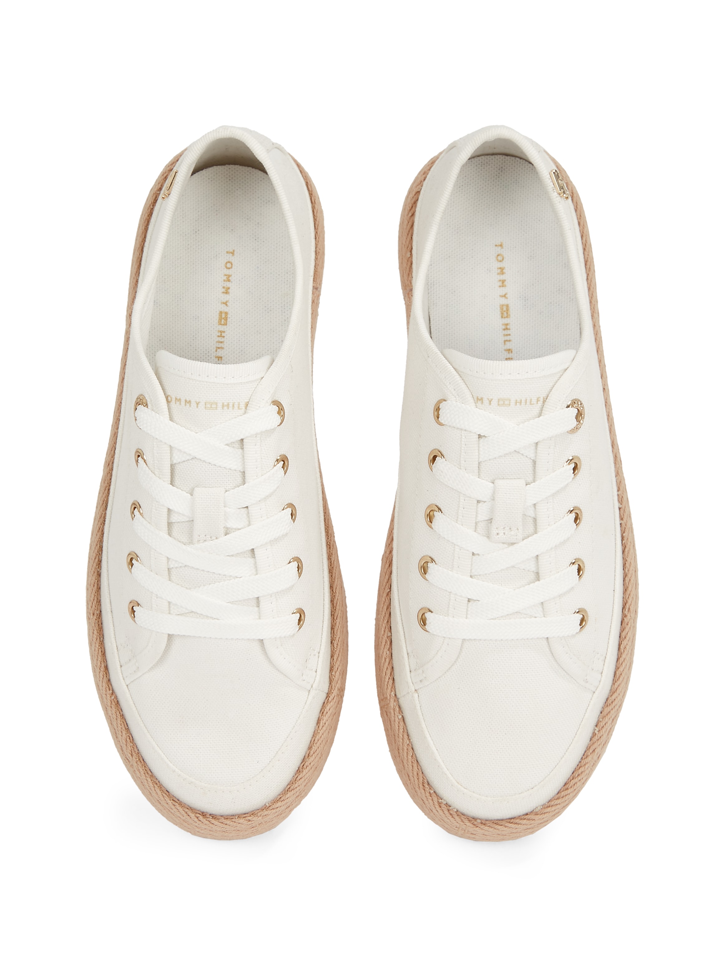 Tommy Hilfiger Plateausneaker »VULC ESPADRILLE SNEAKER«, Freizeitschuh, Halbschuh, Schnürer mit bastbezogenem Plateau
