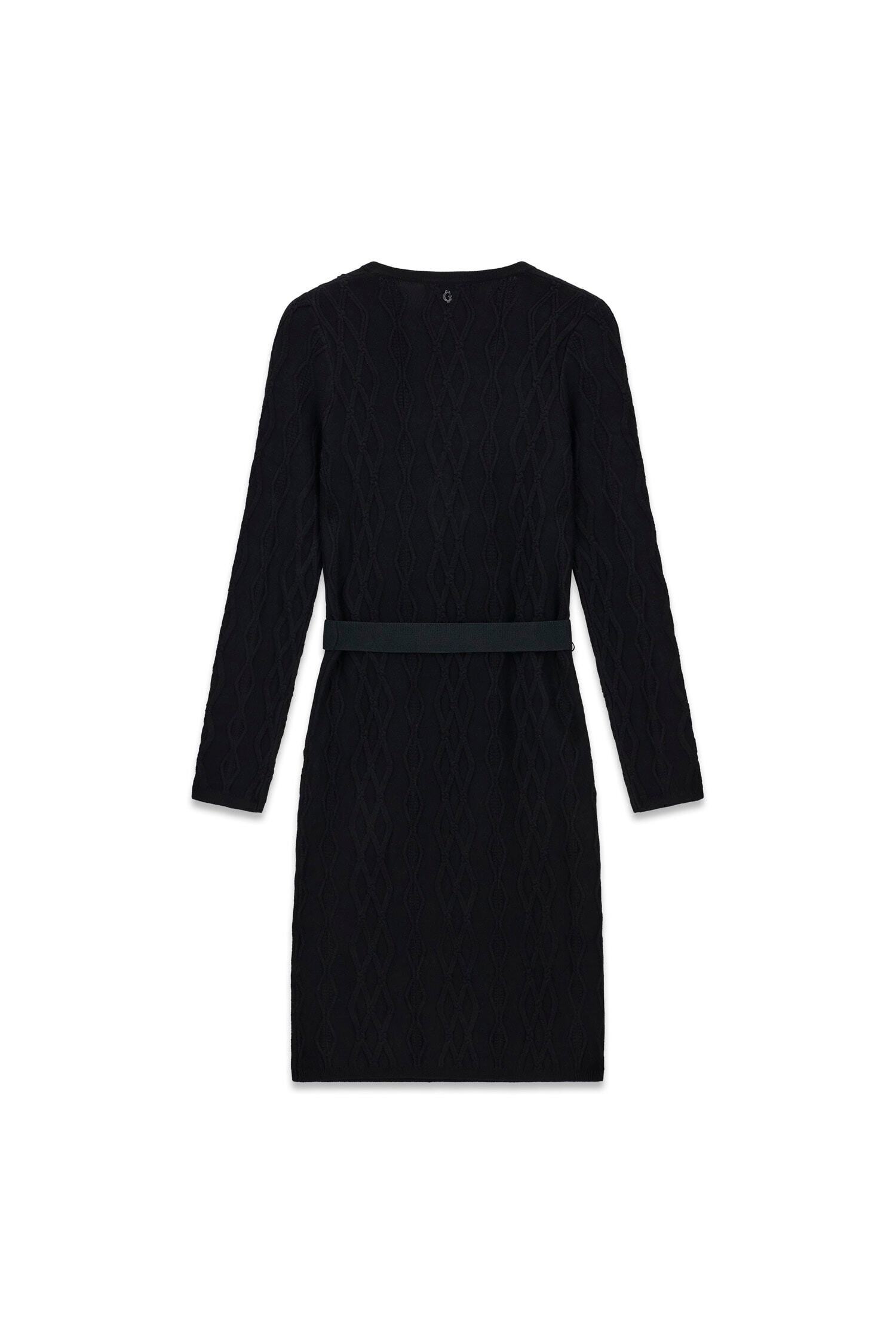 Guess Strickkleid »LS YUKI CABLEBODYCON DRESS« mit Taillengürtel, figurbetont