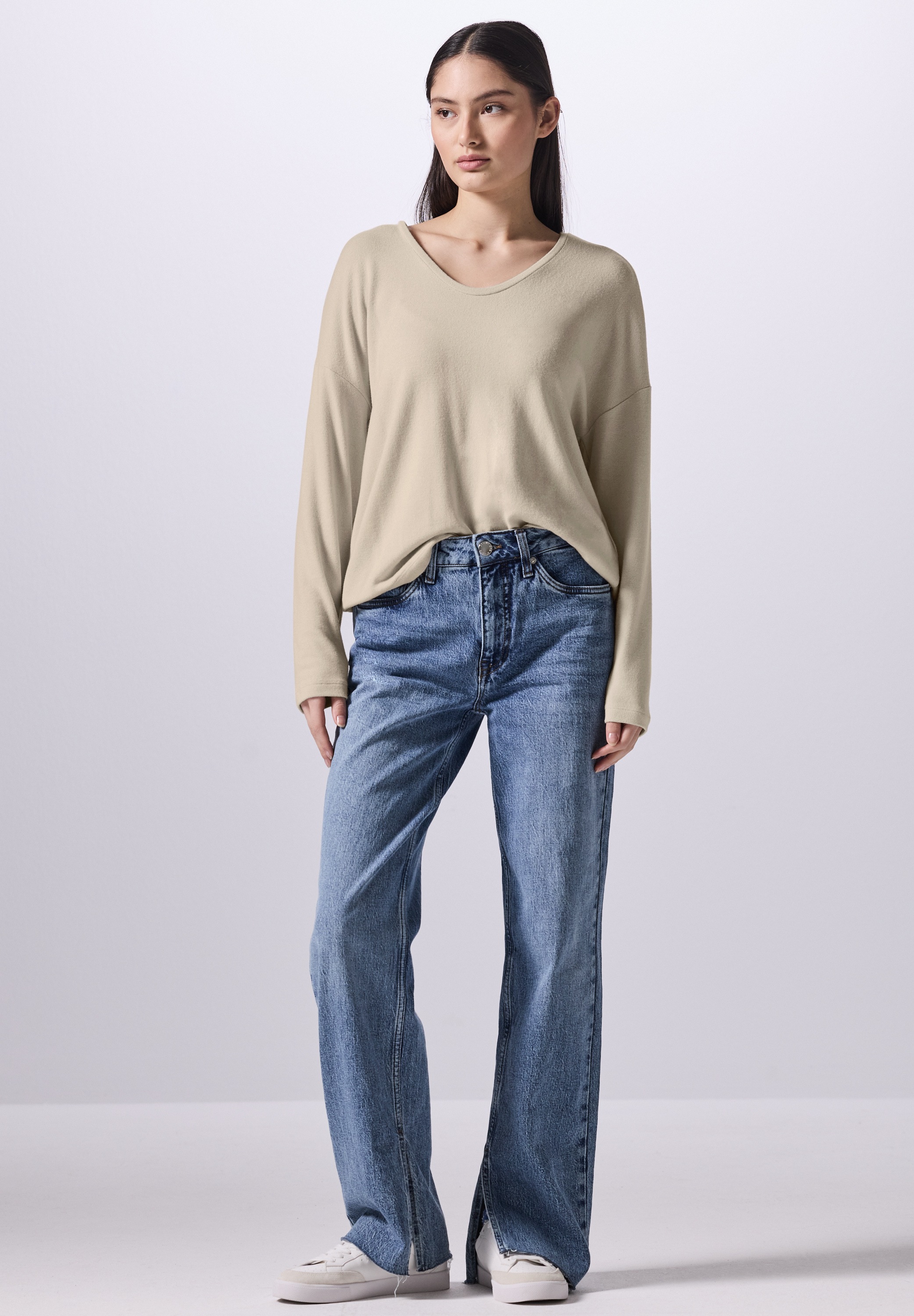 STREET ONE STUDIO Langarmshirt, aus softem Materialmix