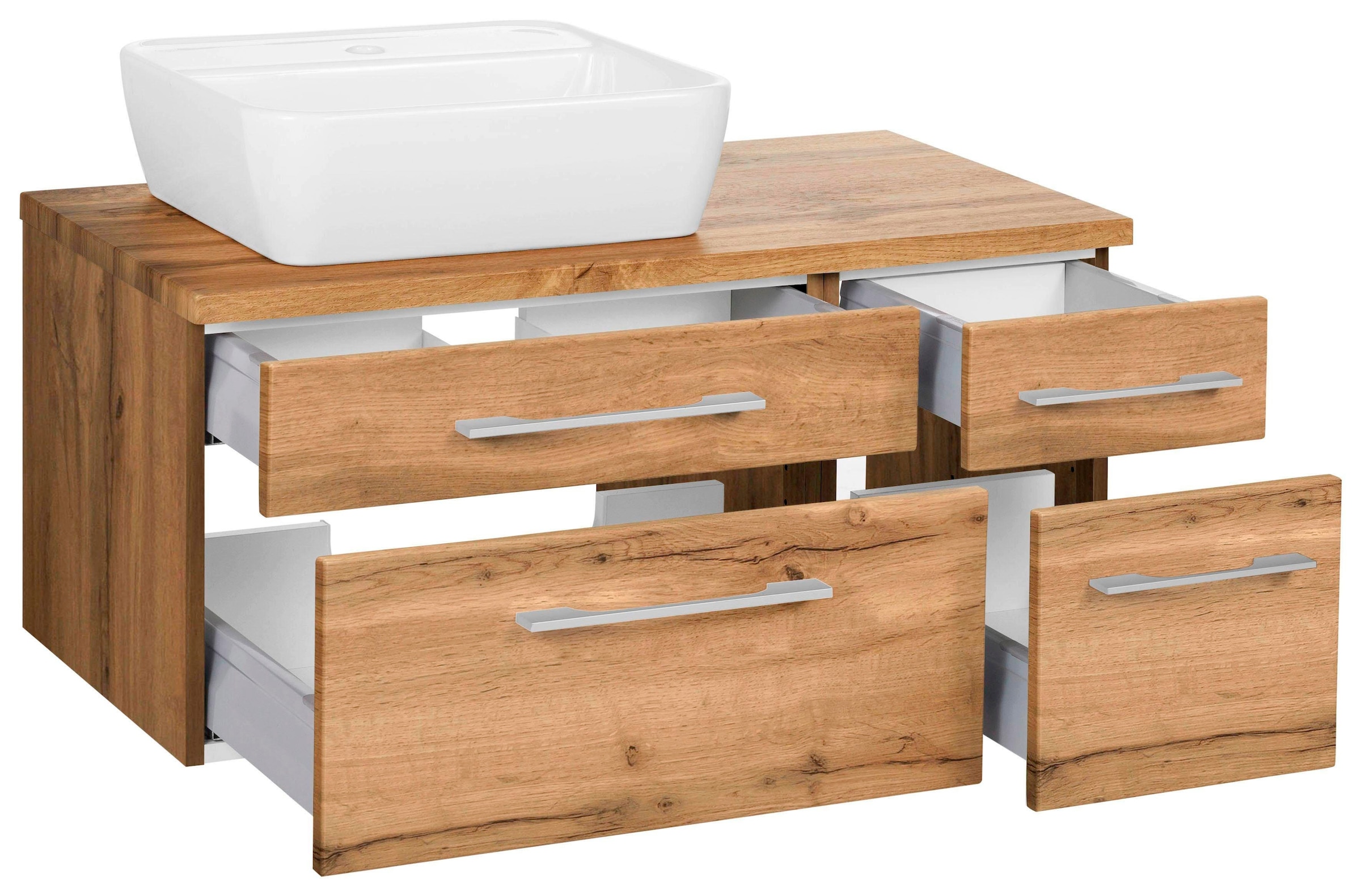 welltime Waschbeckenunterschrank »Davos«, Badmöbel, Waschtisch inkl. Waschbecken, Breite 90 cm