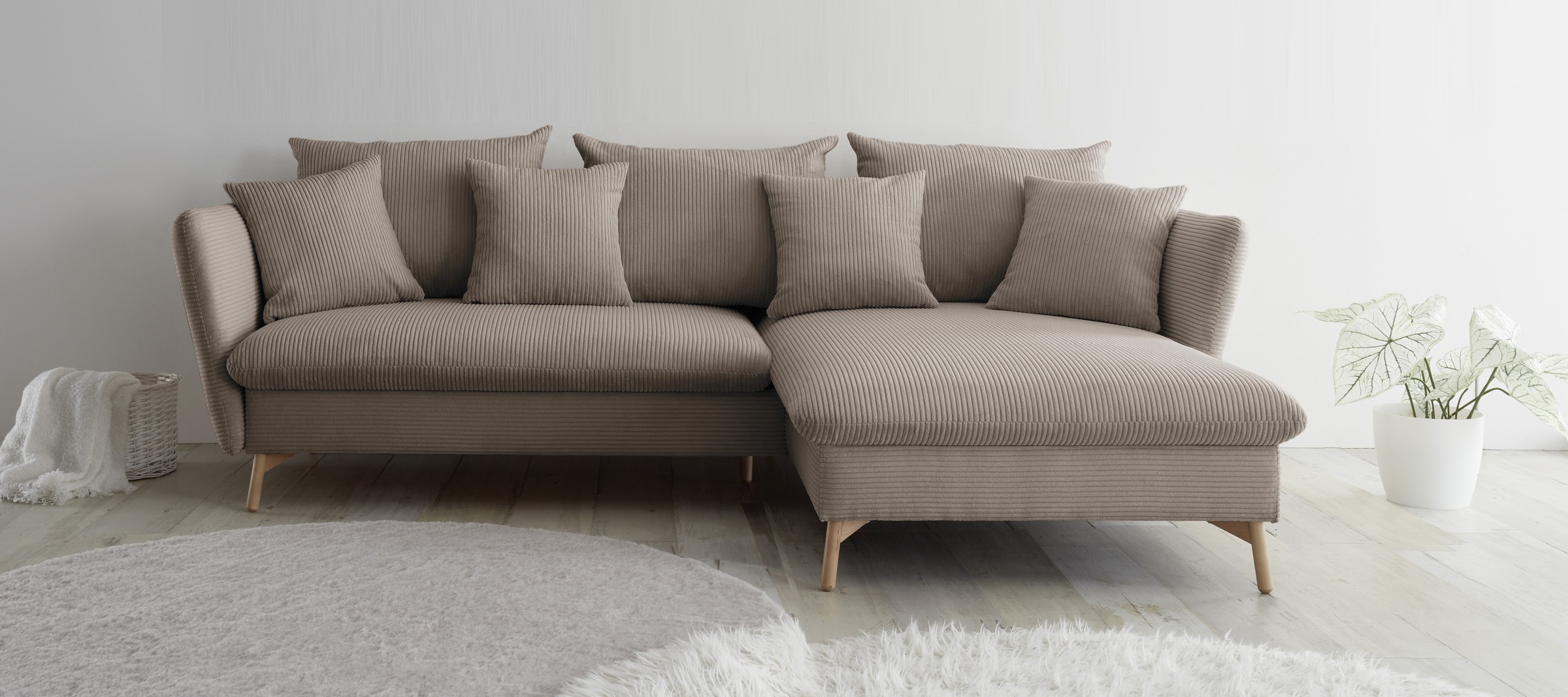 OTTO home Ecksofa "MERLE, 258 cm, L-Form, traumhafter Cord," mit Bettfunkti günstig online kaufen