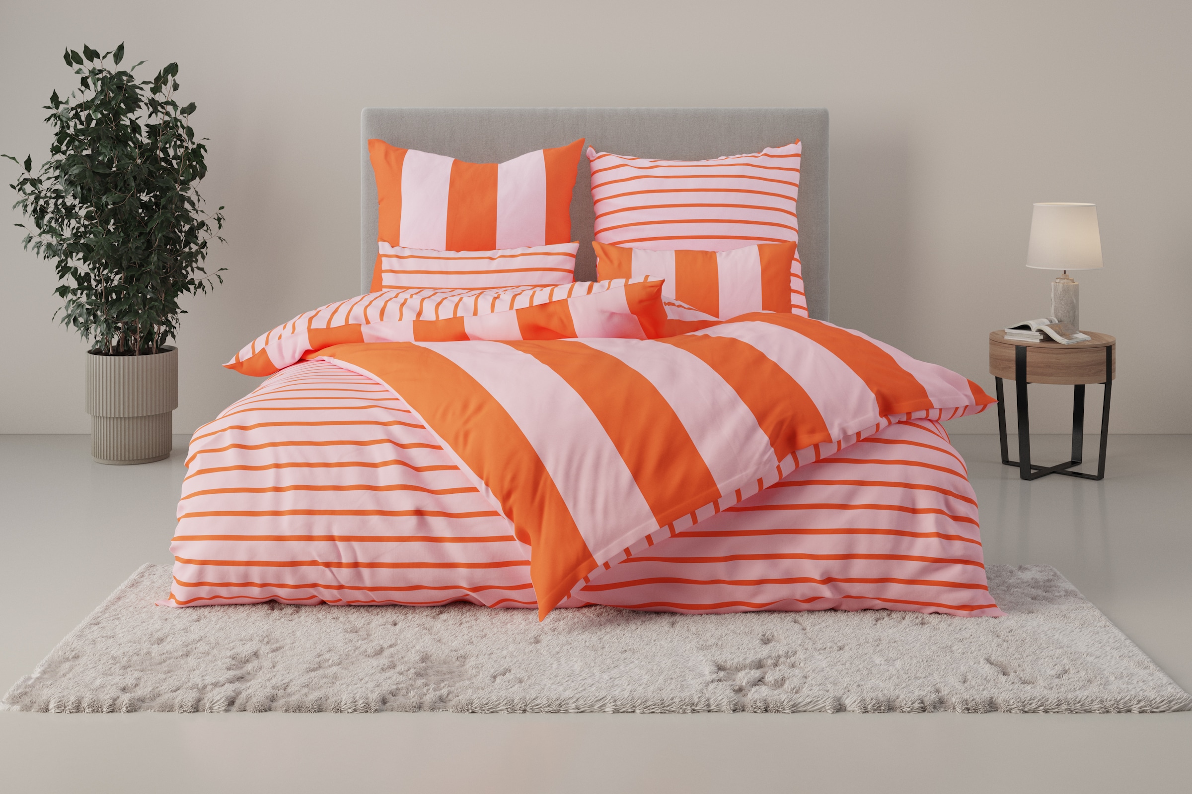 OTTO home Bettwäsche "Sari Trend" 2 Stk. tlg. moderne Bettwäsche mit Streif günstig online kaufen