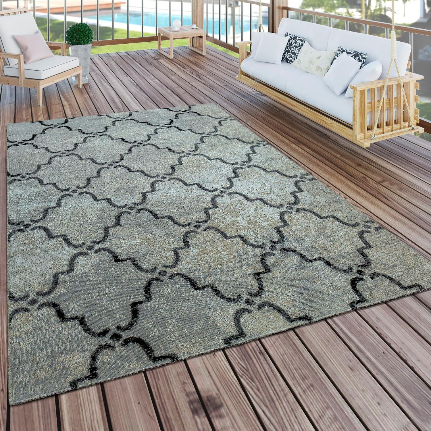 Paco Home Teppich »Artigo 411«, rechteckig, 4 mm Höhe, Kurzflor, Vintage Design, In- und Outdoor geeignet