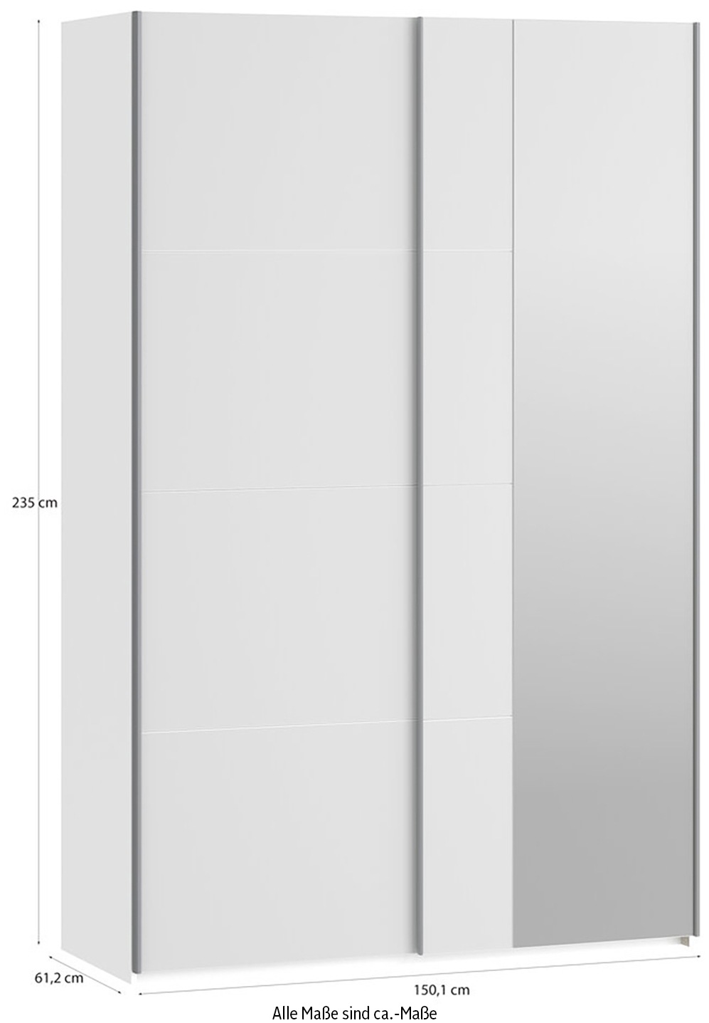 FORTE Schwebetürenschrank »Fittio. Made in Europe, 2 Schiebetüren, modernes Design«, Höhe 2,35 mtr, stehende Montage, Spiegel