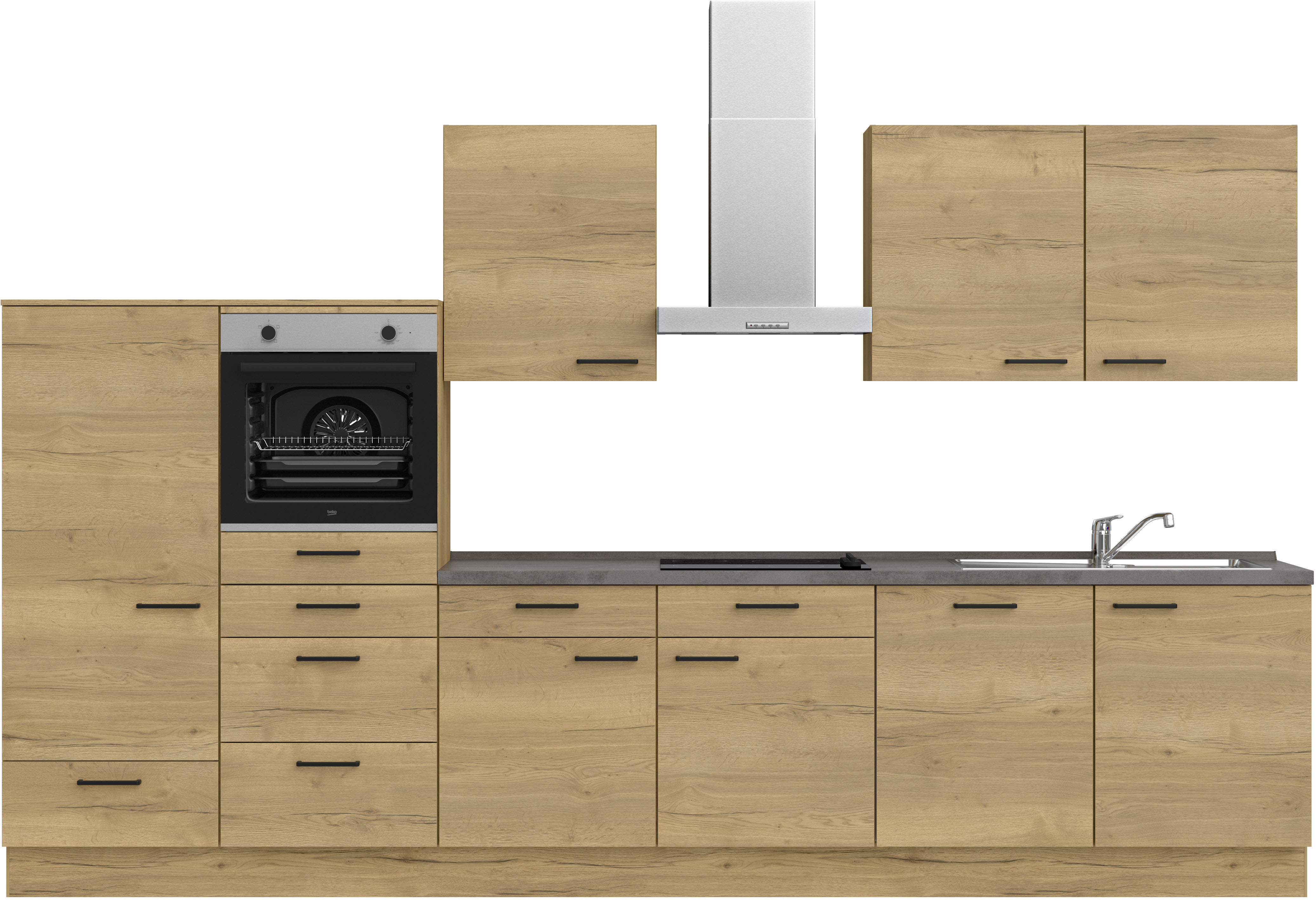 nobilia Küchenzeile ""Structura I", NEU: individuell anpassbar mit gratis Profi-Beratung" vormontiert, Breite 360 cm, Ausrichtung wählbar, wahlw. mit E-Geräten