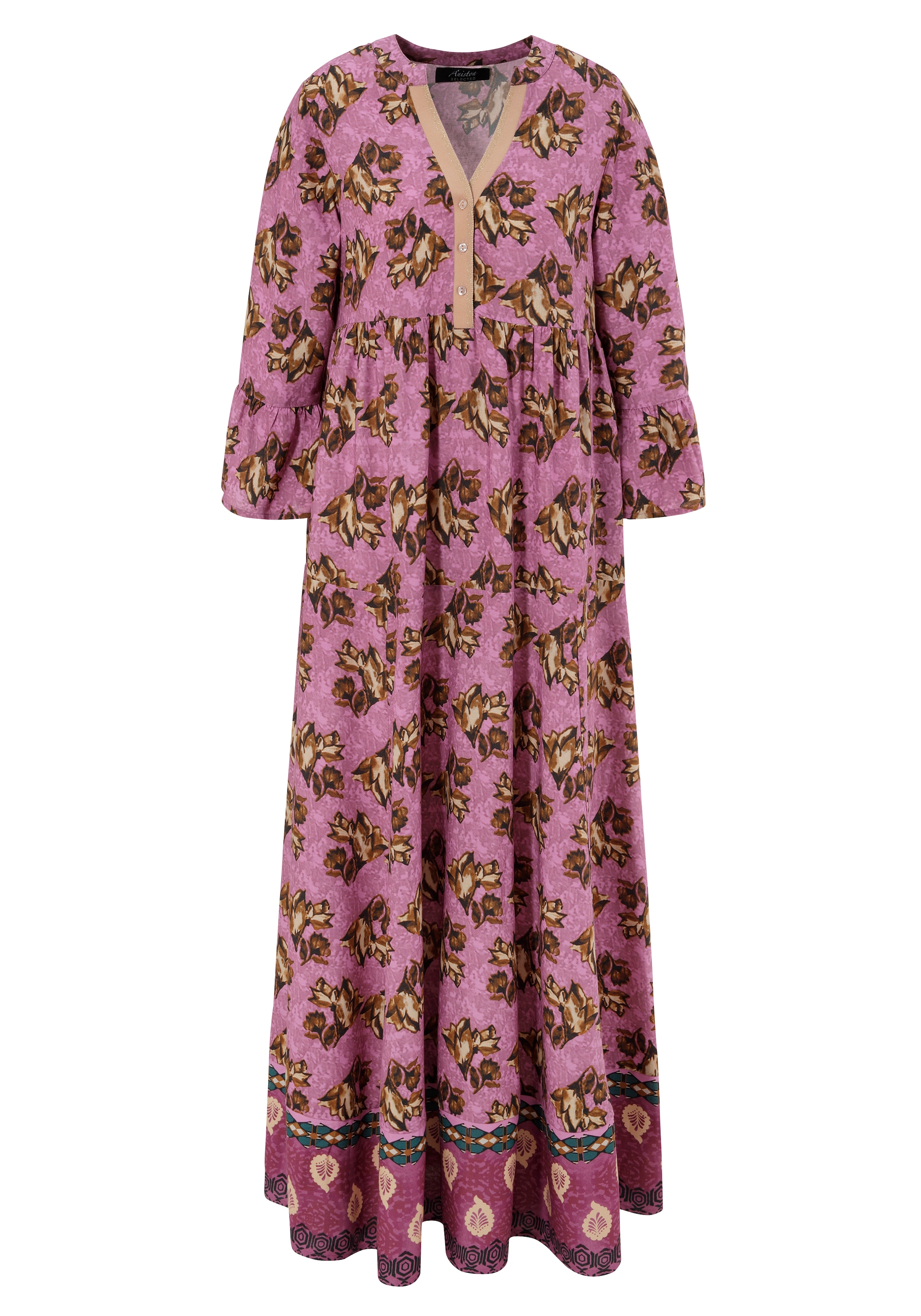Aniston SELECTED Maxikleid, mit glänzender Verzierung am Ausschnitt