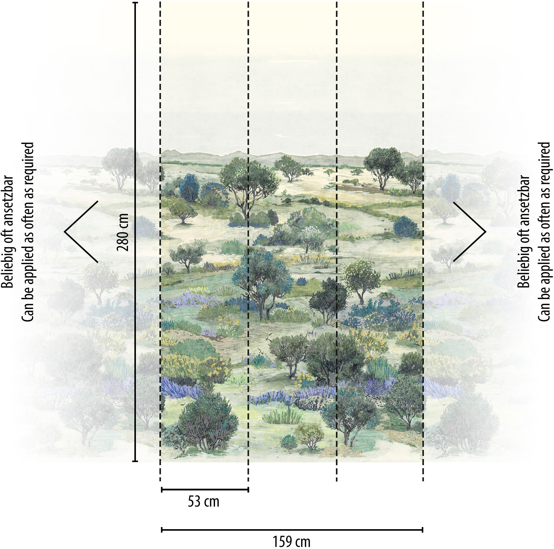 living walls Fototapete »The Wall 4 Botanic – Malerische Baumlandschaft Vlies-Fototapete« Motiv | matt | naturalistisch leicht strukturiert Malerische Baumlandschaft mit atmosphärischer Tiefe