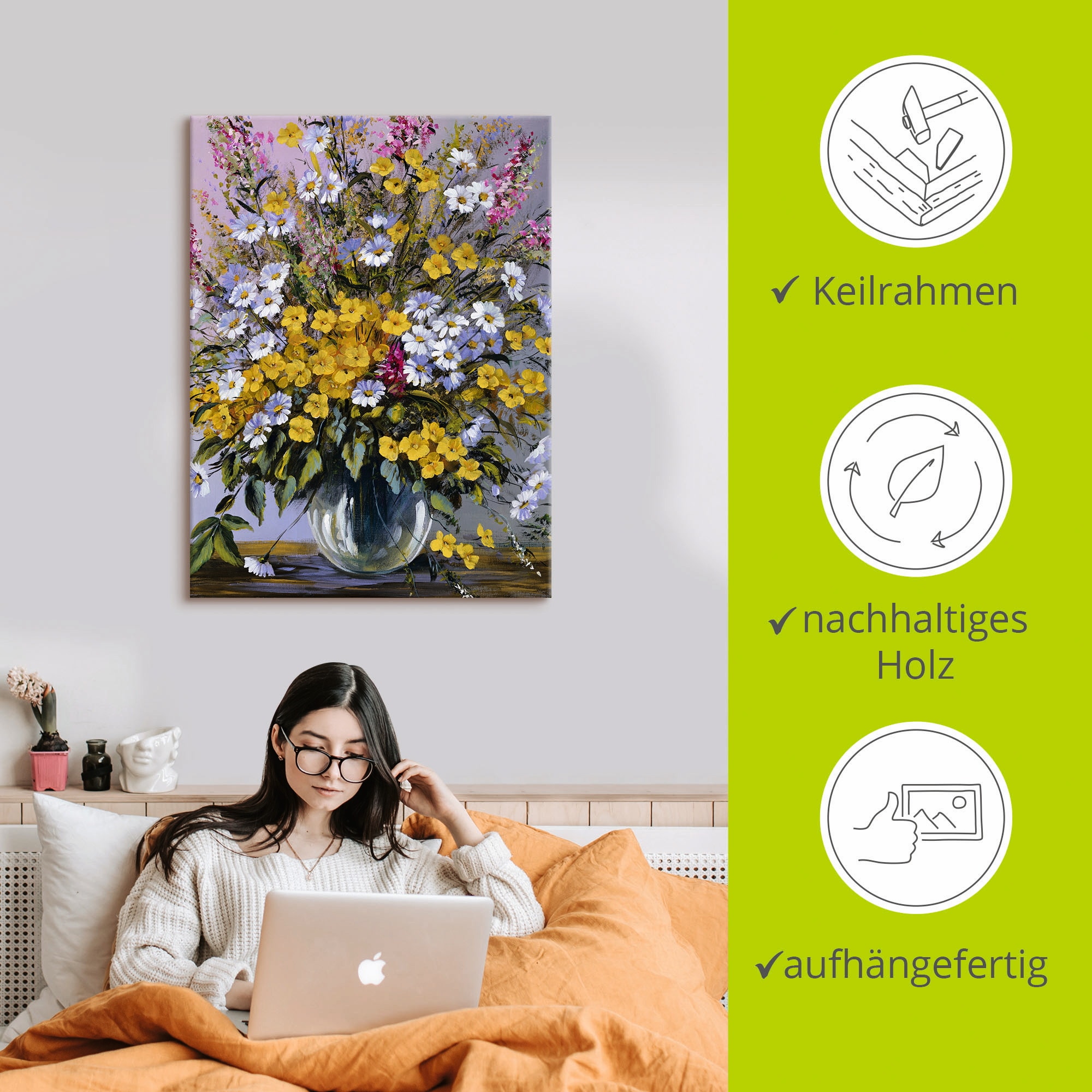 Artland Wandbild »Gemischter Strauß«, Blumen, (1 St.), als Leinwandbild, Poster in verschied. Größen
