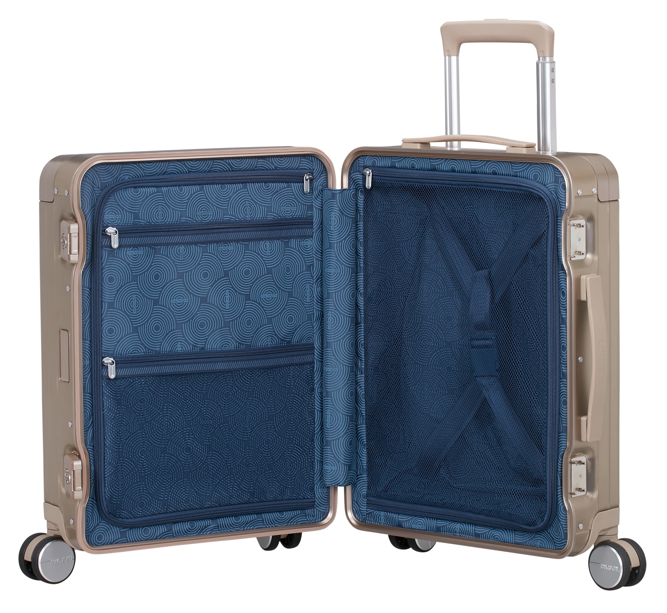 American Tourister® Hartschalen-Trolley »SOUNDBOX ALU, verschiedene Größen und Farben«, 4 Rollen, Hartschalen-Koffer zwei TSA-Schlösser Aluminium-Koffer