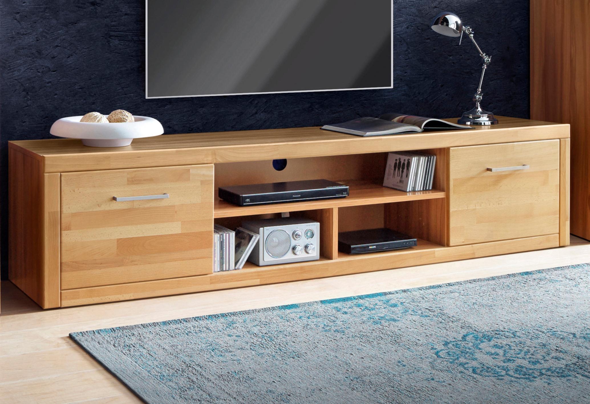 Home affaire Lowboard "Logo,200cm breit,42 cm tief, Fronten Massivholz, Kab günstig online kaufen
