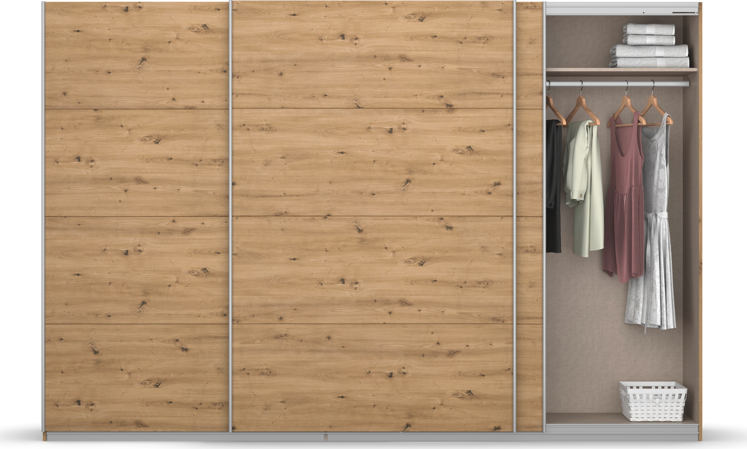 rauch Schwebetürenschrank »Kleiderschrank Schrank Garderobe KOLUNA mit Dekor-Front«, inkl. 2 Innenschubladen sowie extra Einlegeböden MADE IN GERMANY