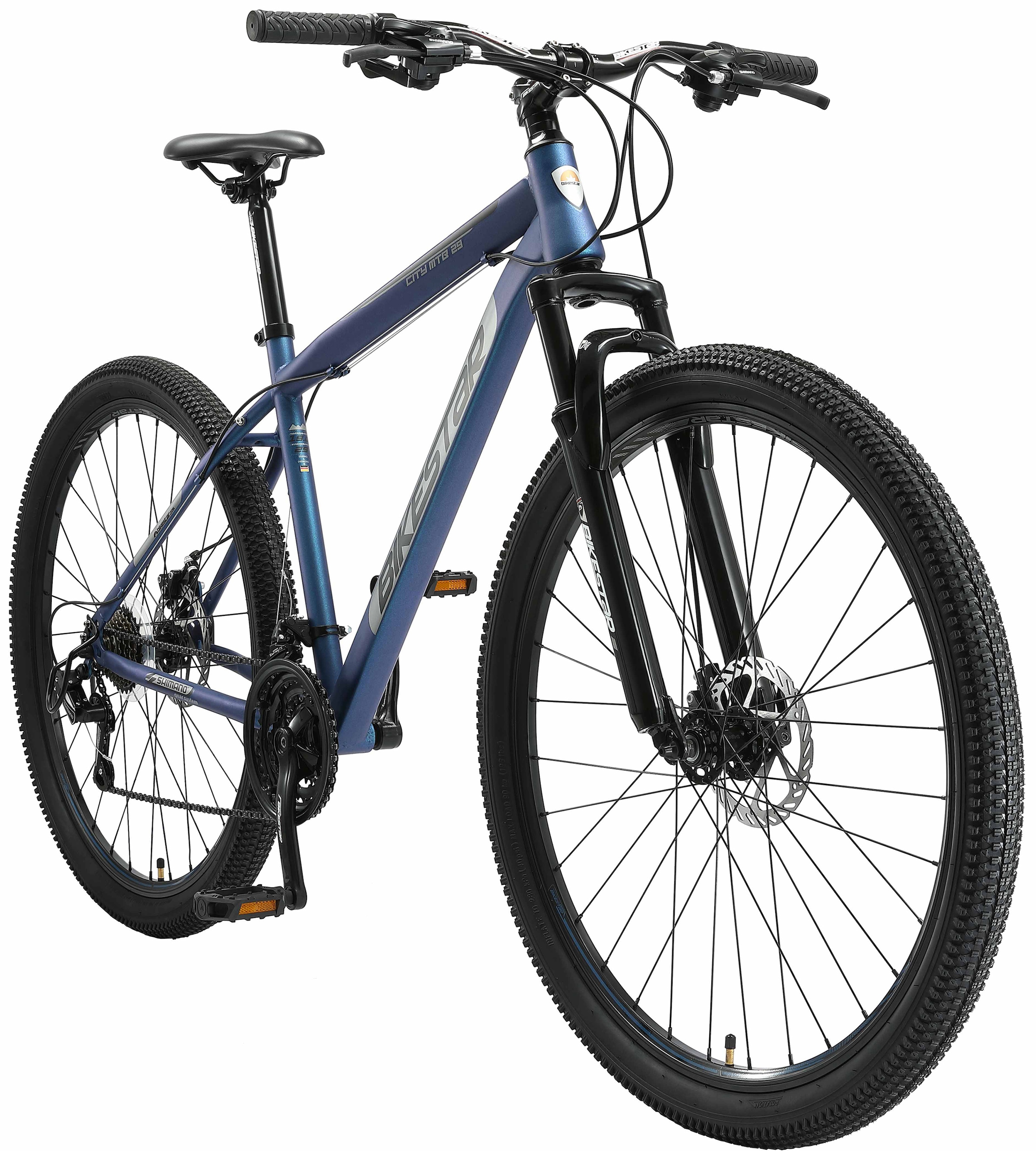 Bikestar Mountainbike, 21 Gang, Shimano, RD-TY300 Schaltwerk, Kettenschaltung, für Damen und Herren, Kettenschaltung