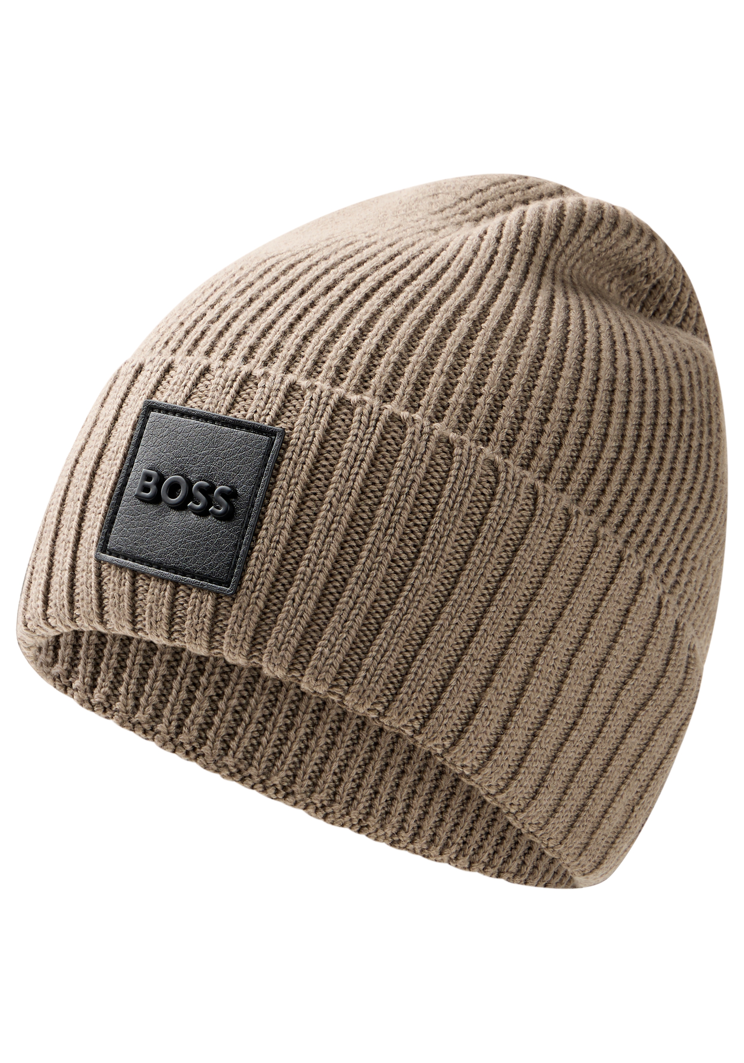 BOSS Beanie "Flavio" aus Rippenstrick, unisex