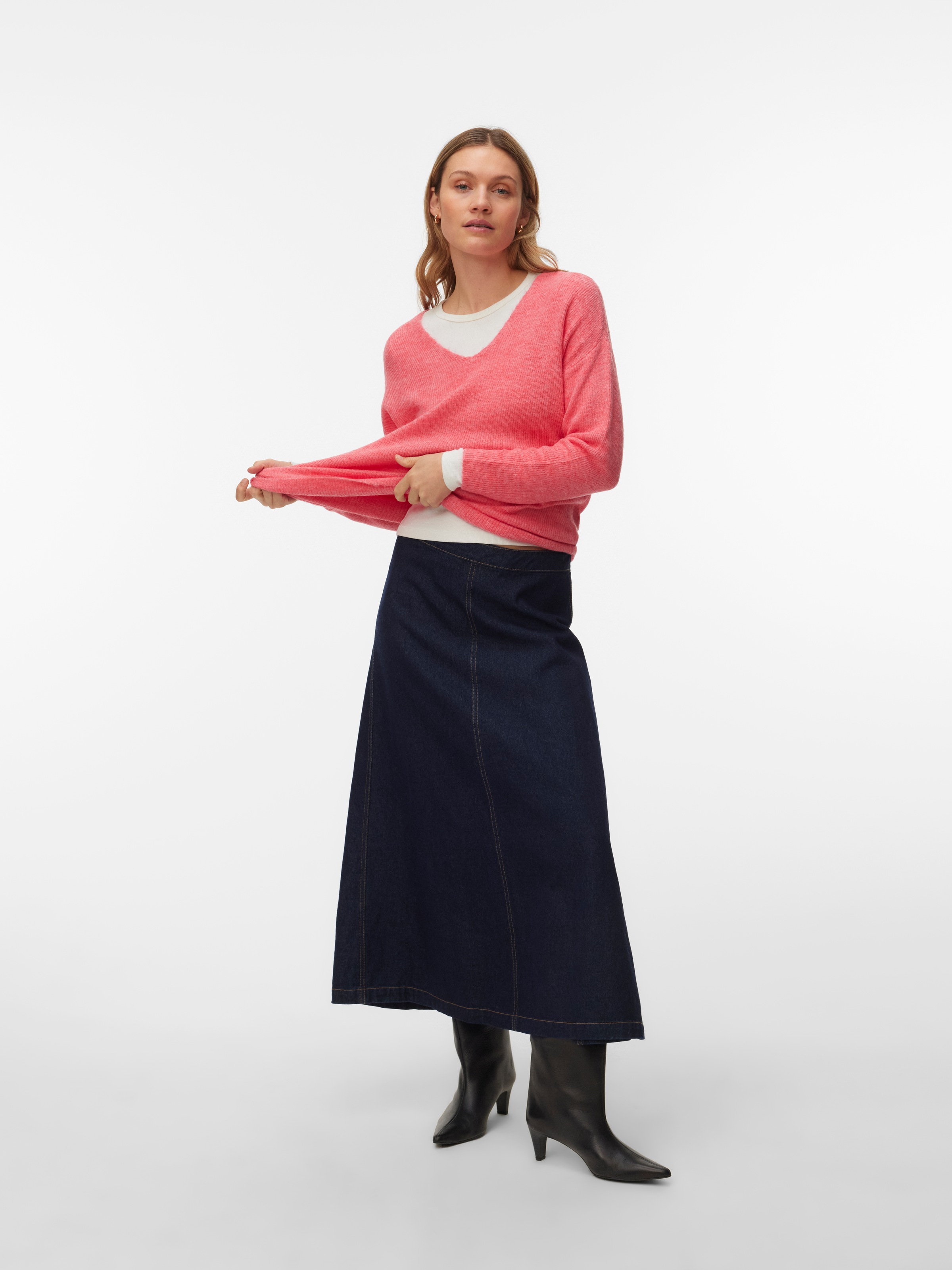 Vero Moda V-Ausschnitt-Pullover "VMCREWLEFILE LS V-NECK BLOUSE NOOS" günstig online kaufen