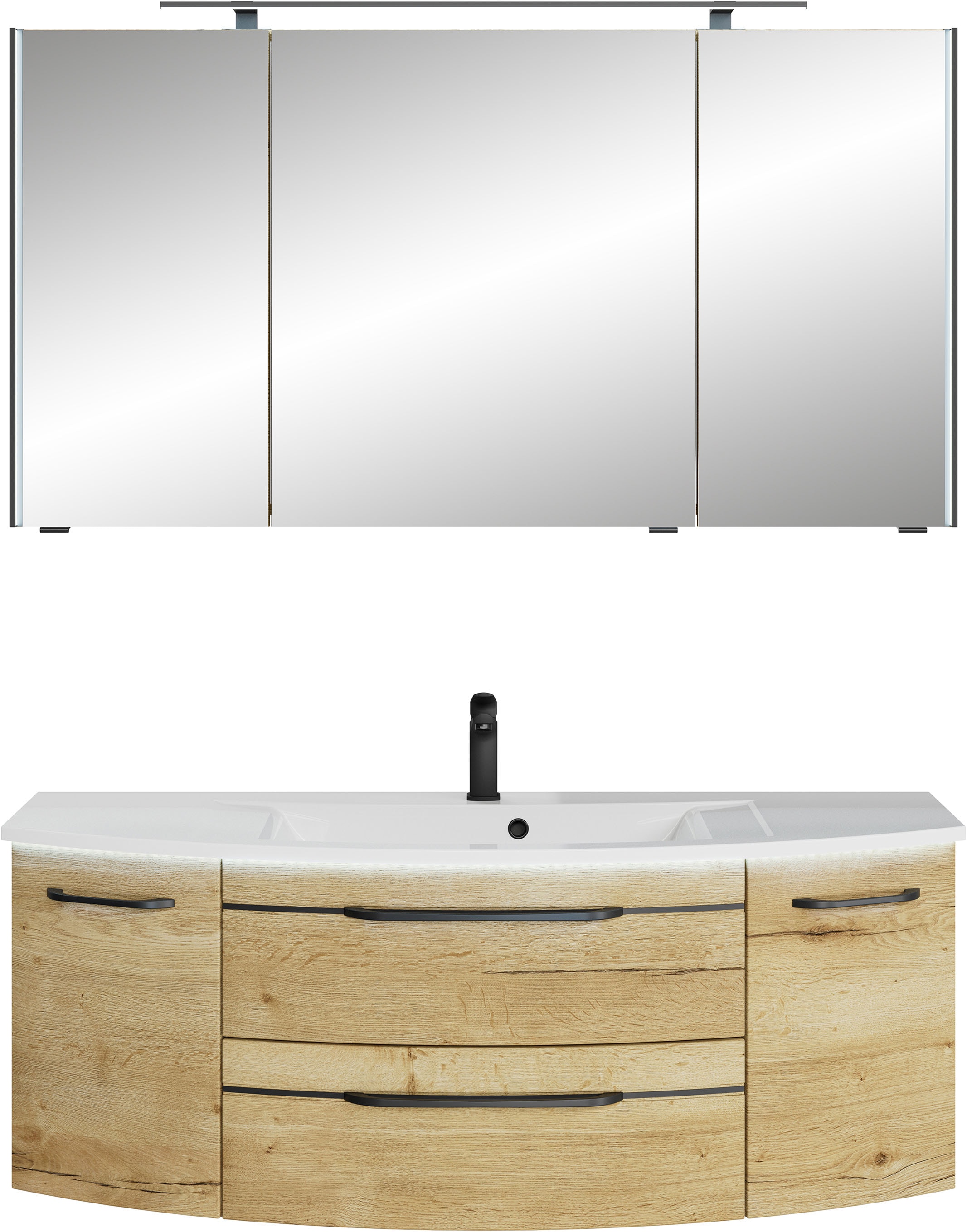 Saphir "Serie 7045 2-teilig Mineralmarmor-Waschtisch mit LED-Spiegelschrank" Set, 2 Stk. tlg.